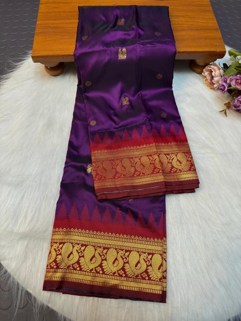 Traditional Peacock Gadwal Paithani image 12