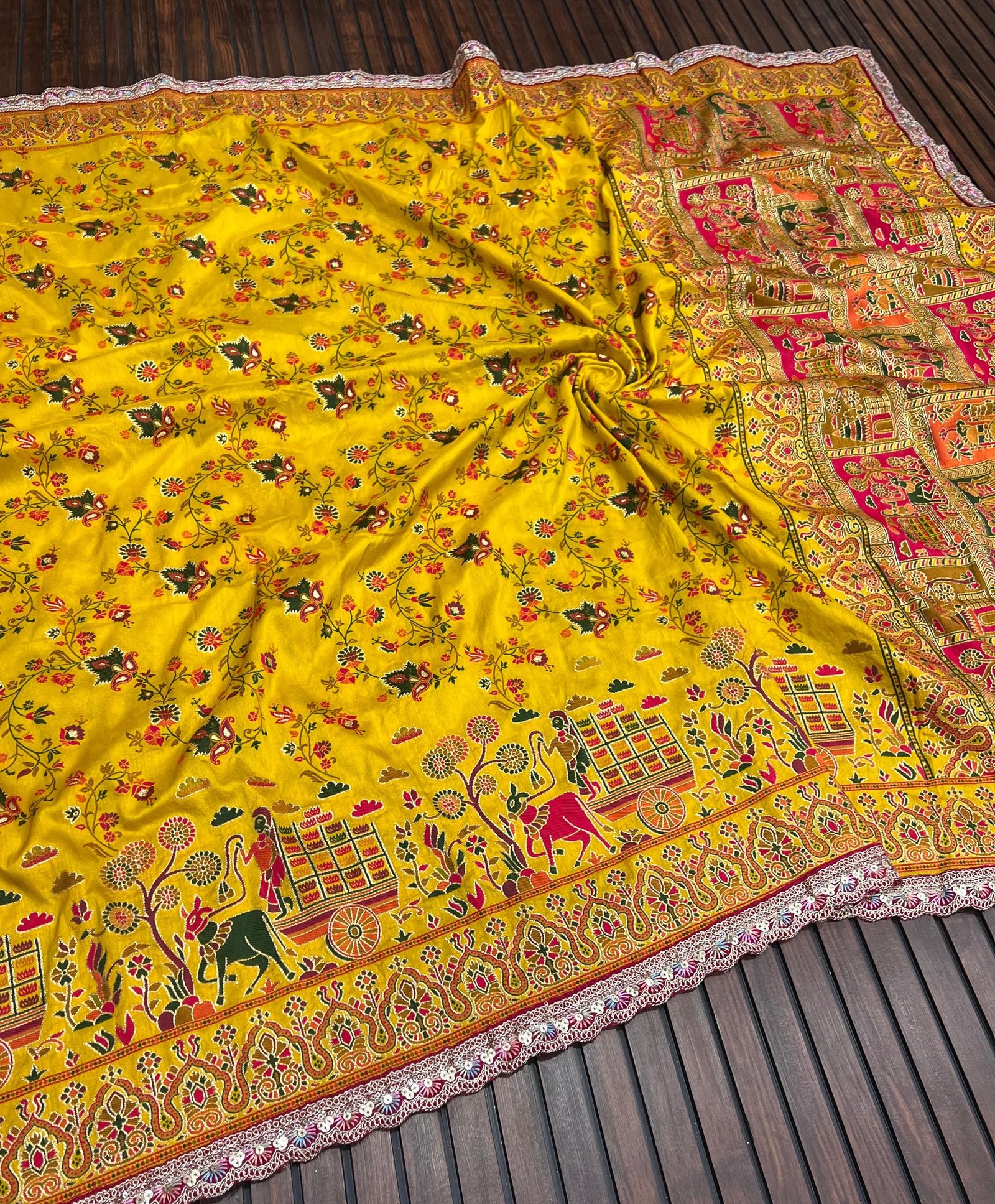7 Rajwadi Pashmina Silk Weaving Saree image 11