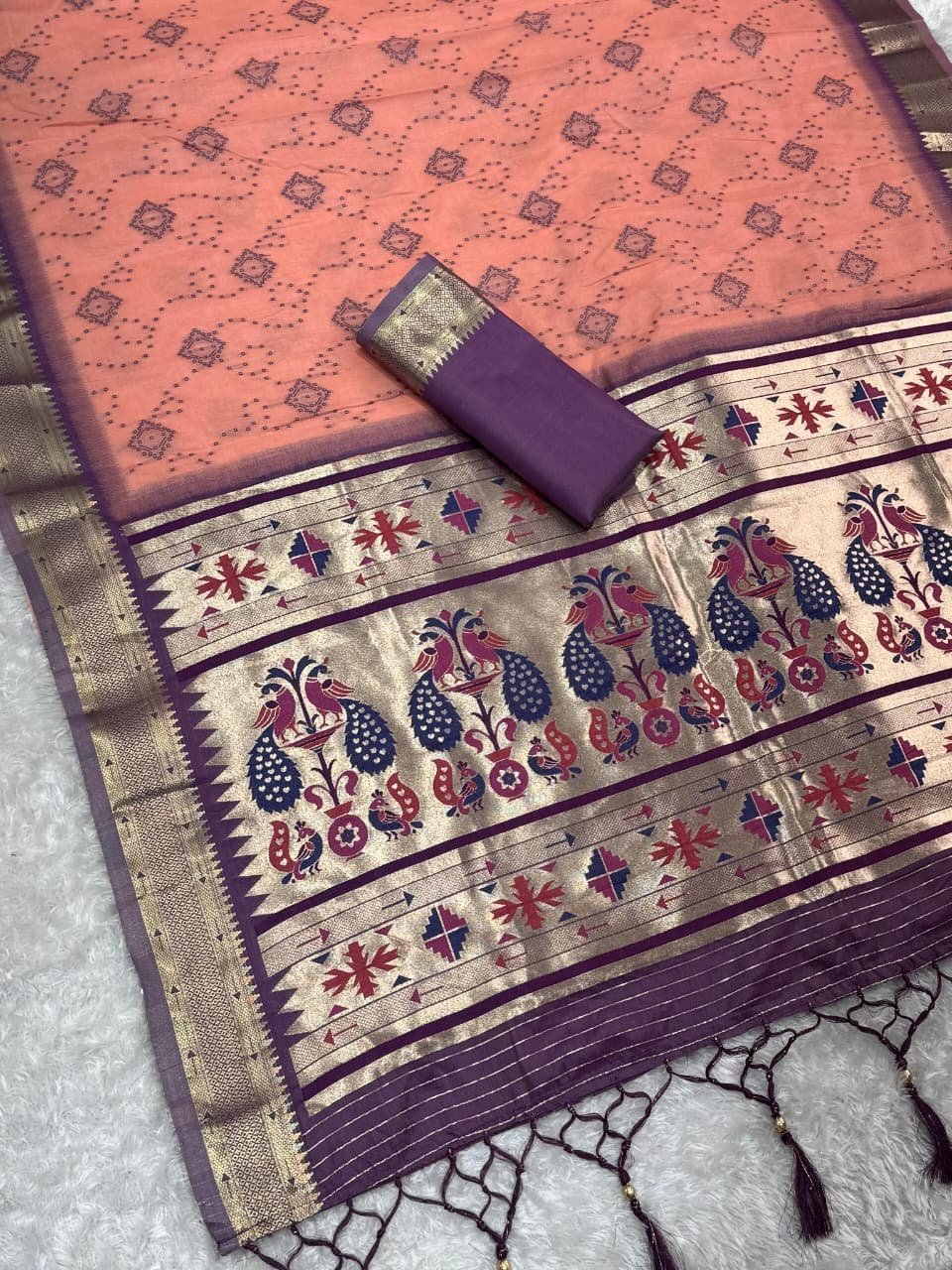 Soft Pure Cotton Sarees with latkan image 6