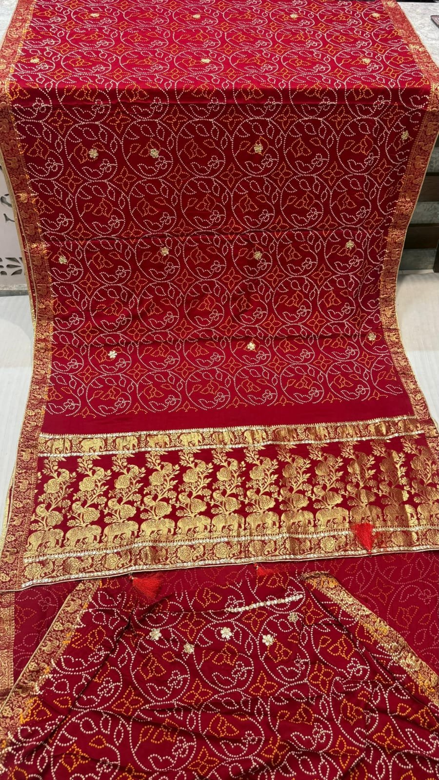 Pure Handloom Gajji Silk Bandej Saree image 11