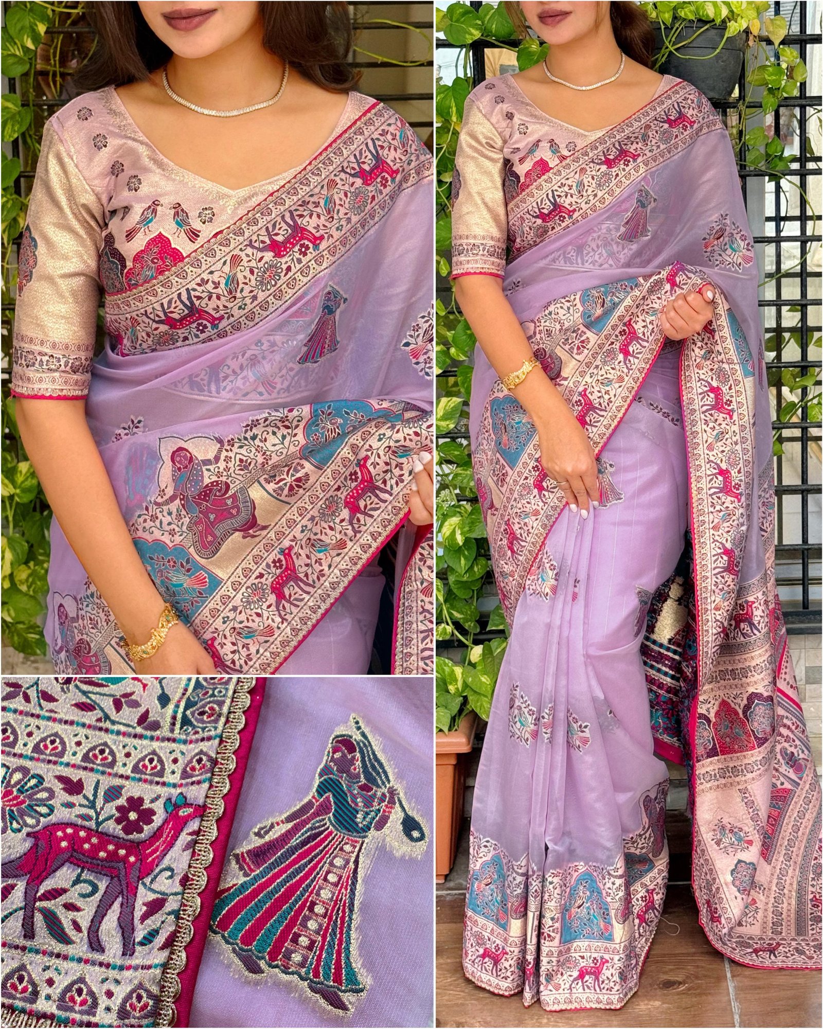 Pure organza jaquard saree image 15
