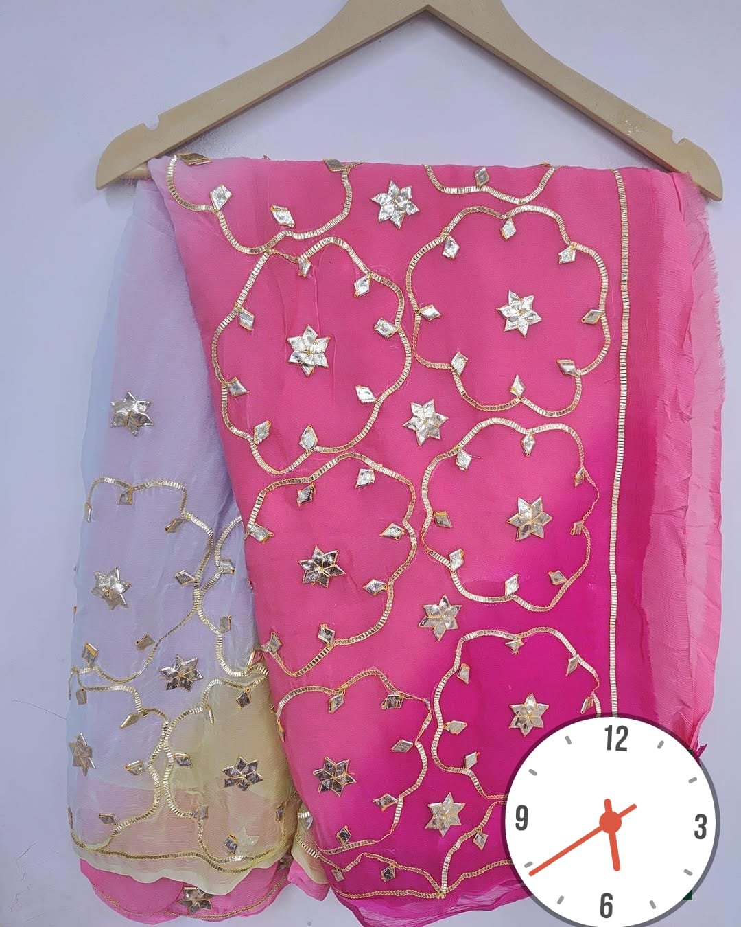 Half Pure Chiffon Saree With Gota Work image 3