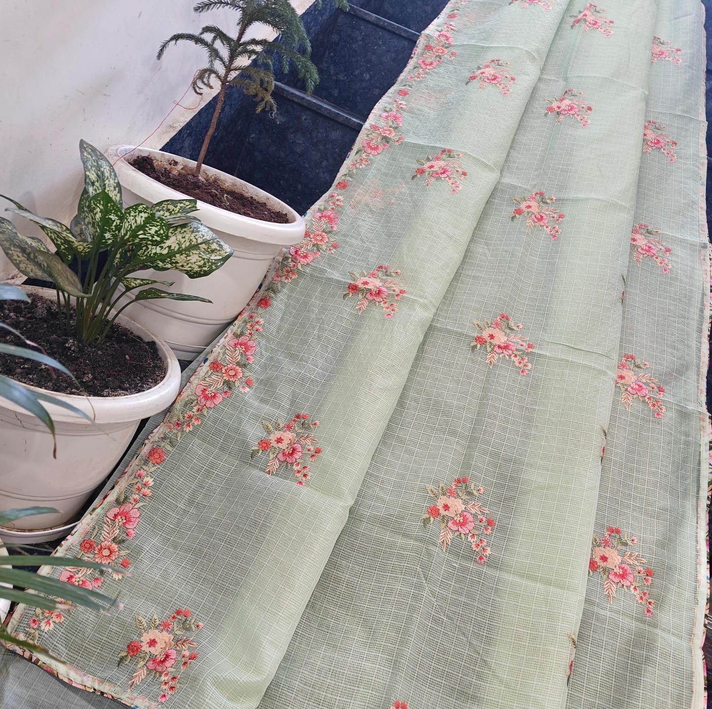 Kota Doria Saree – Embroidery Work image 13