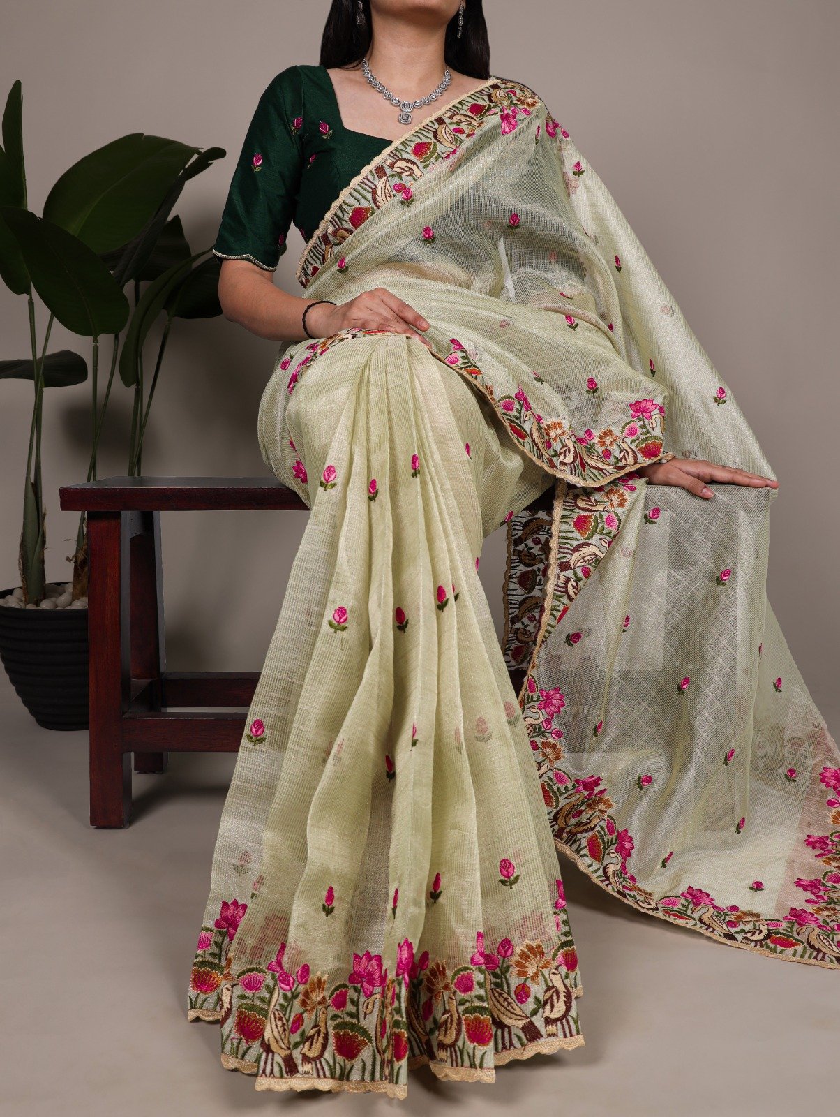 14 Kota Doria Zari Tissue Saree image 7