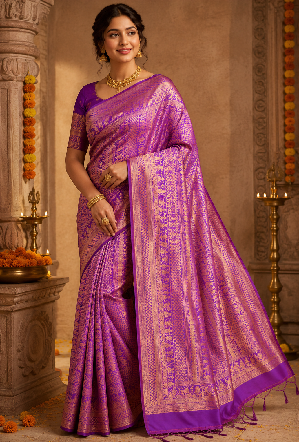 Bridal kanjivaram Semi SIlk Saree image 25