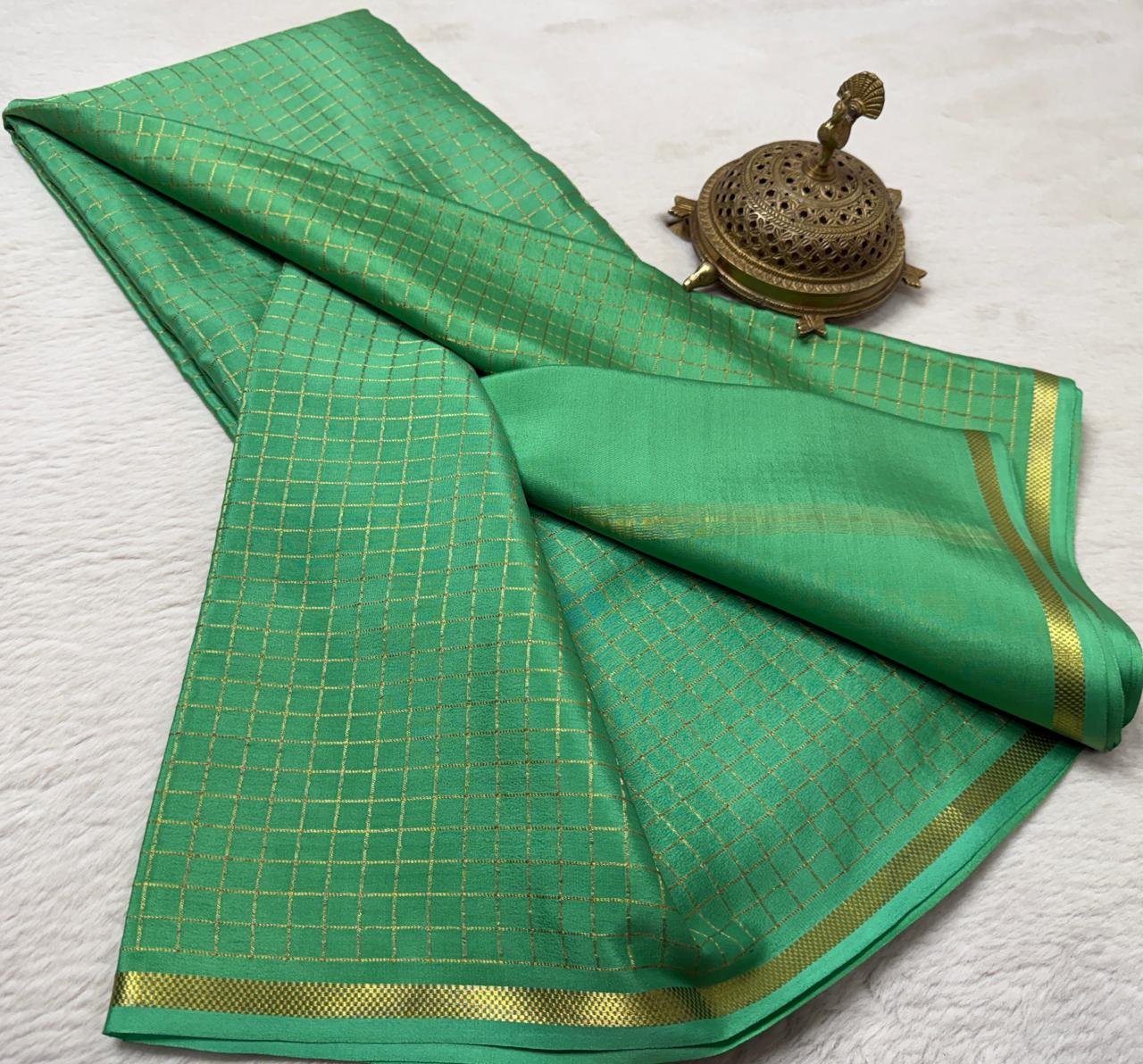 Pure Mysore Checks Sarees image 4