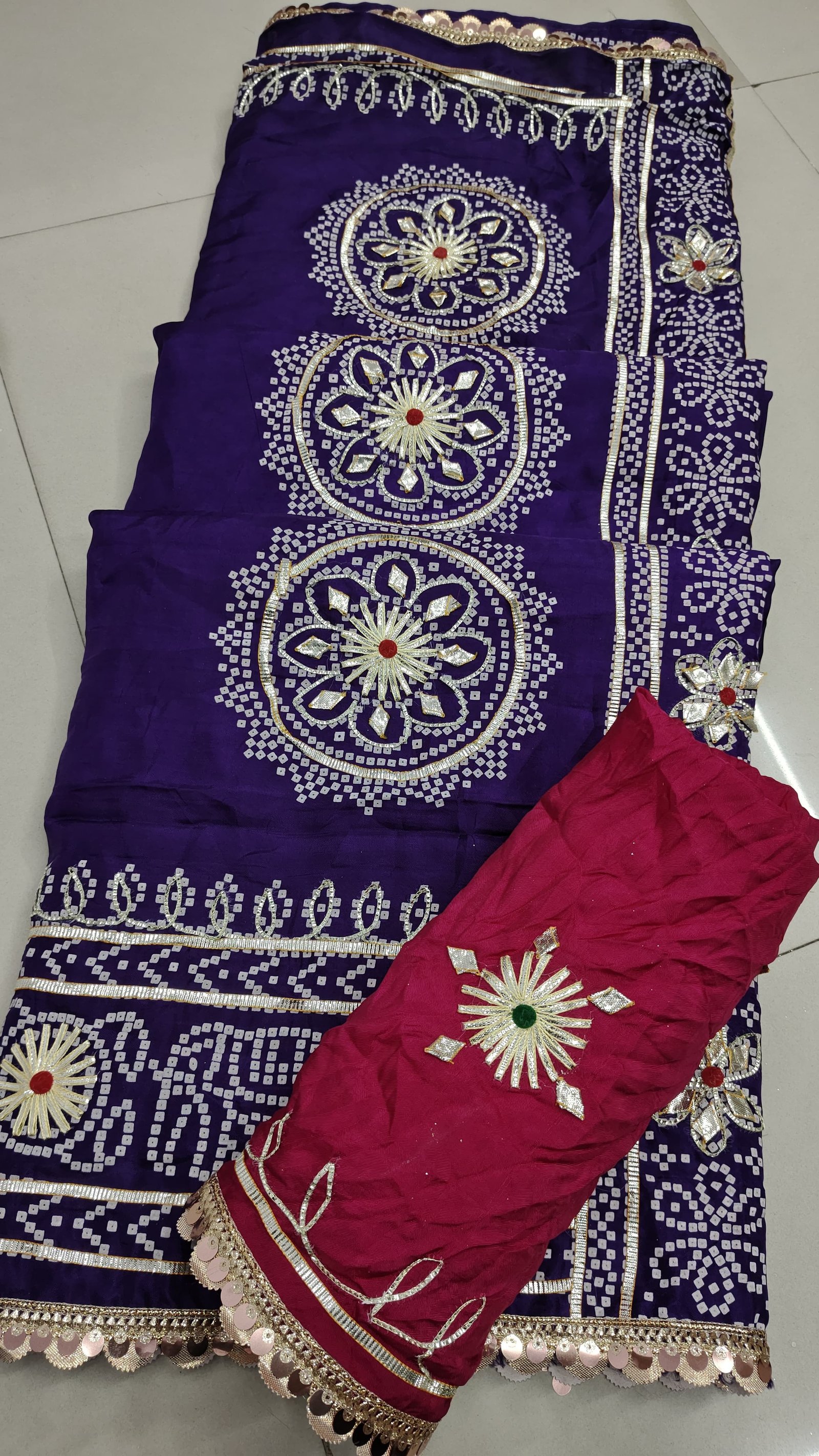 Rajwadi Bandhani Saree Pallu with Gota Patti image 6