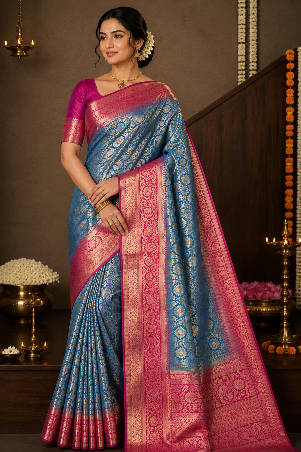 Kanchi Semi Silk Saree Full Brocade image 6
