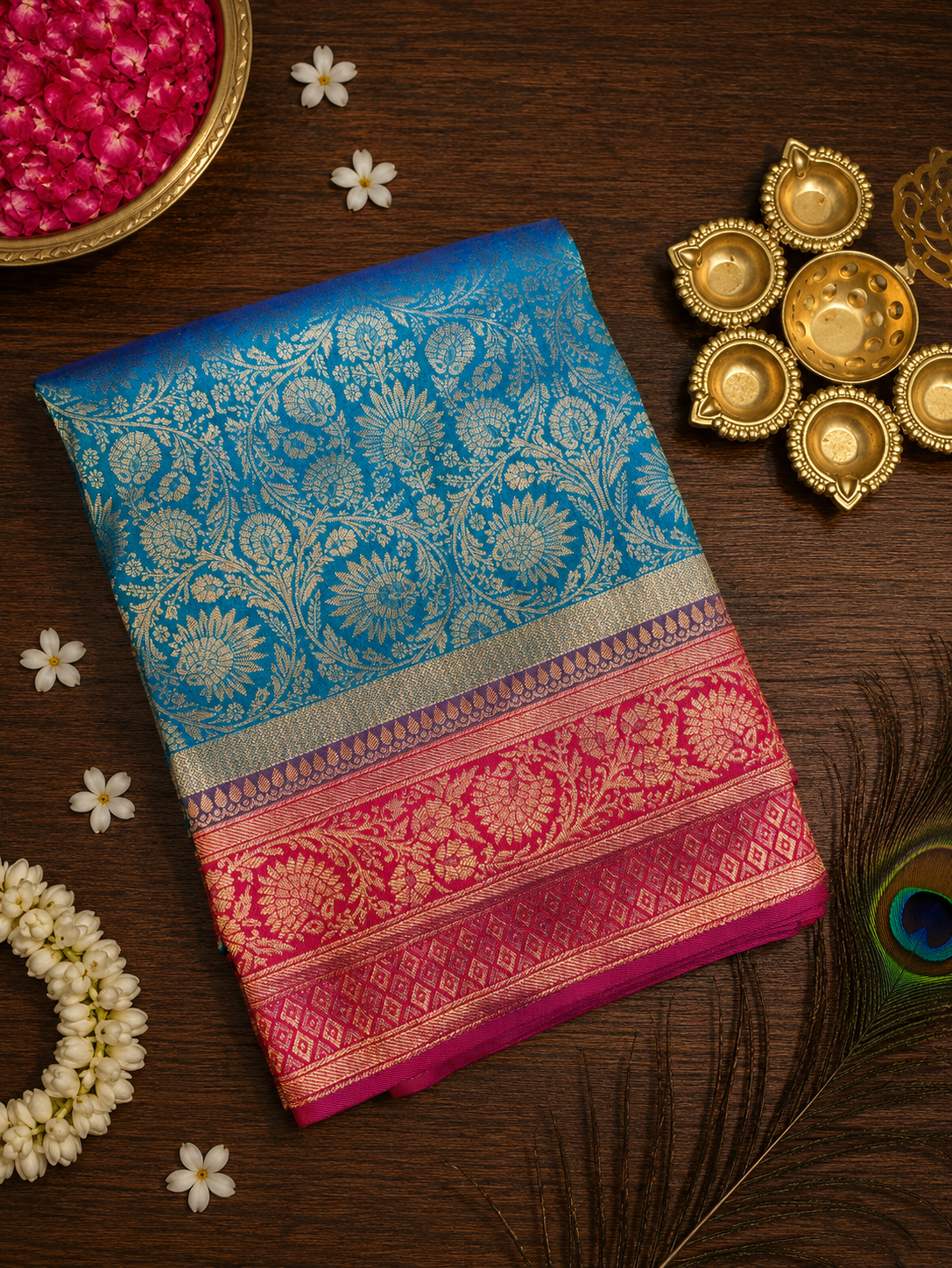Kanchi Semi Silk Saree Full Brocade image 8