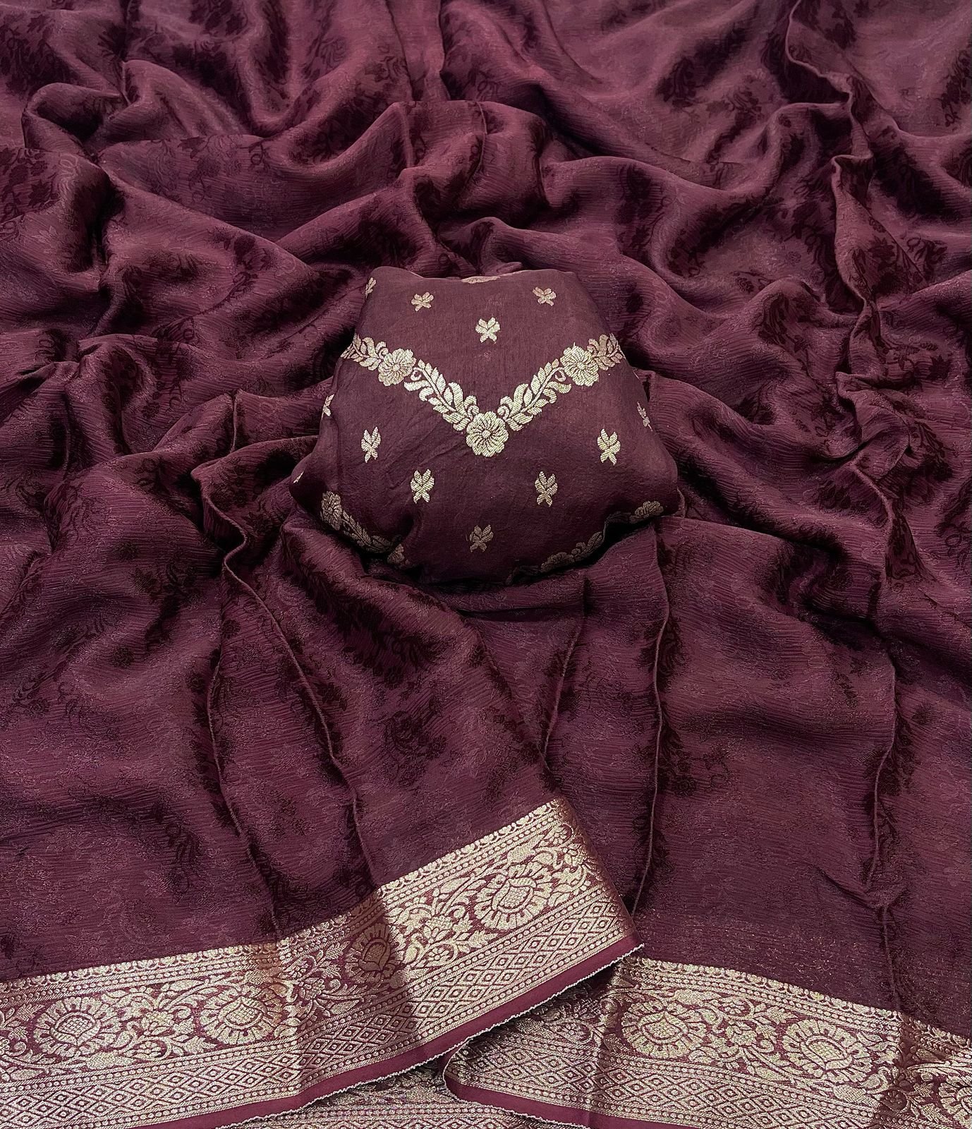 Viscose chinon weaving saree image 2