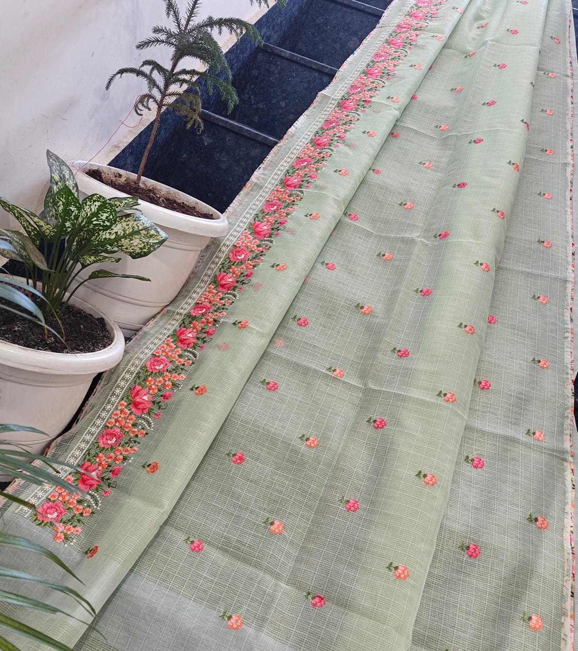 Kota Doria Saree – Embroidery Work image 14