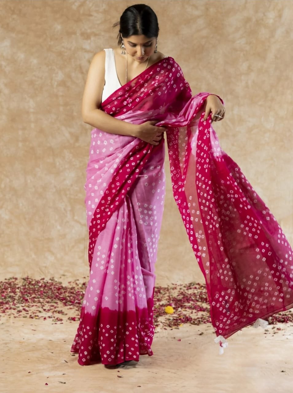 Hand Block Printed Cotton Mul Sarees Red image 4
