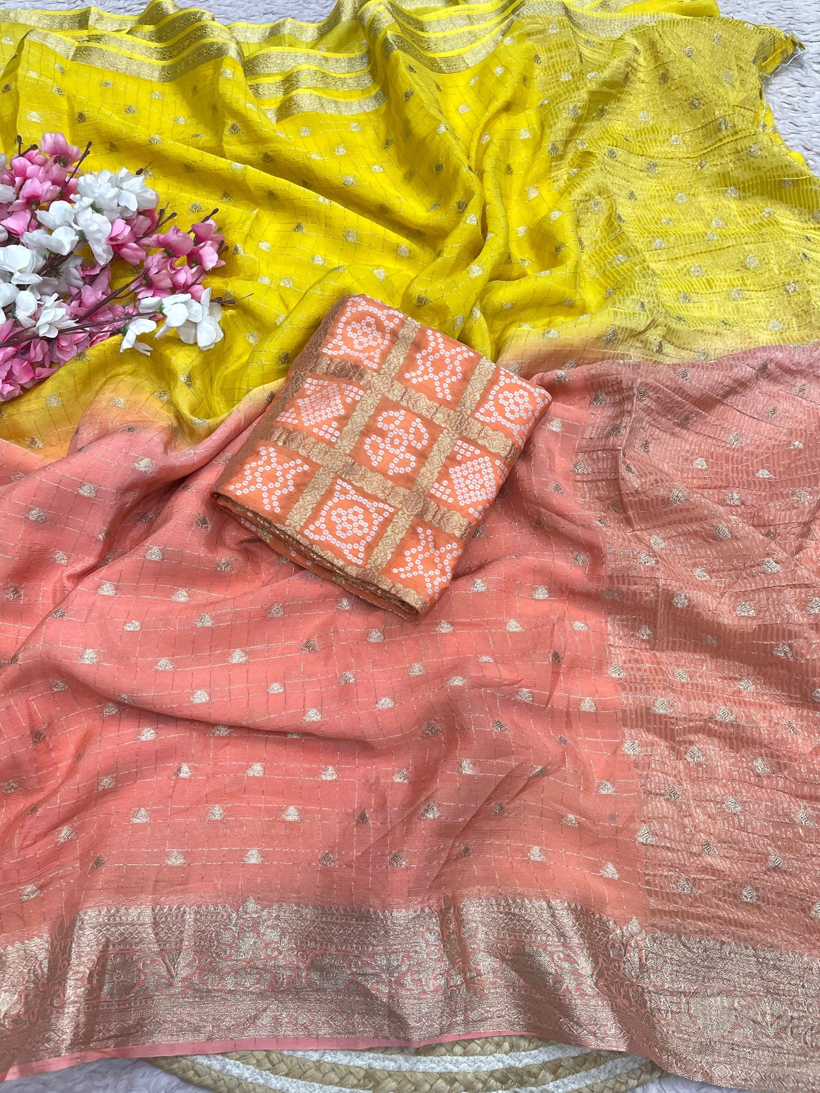 Pure Chinon Chiffon Silk Weaving Saree image 14