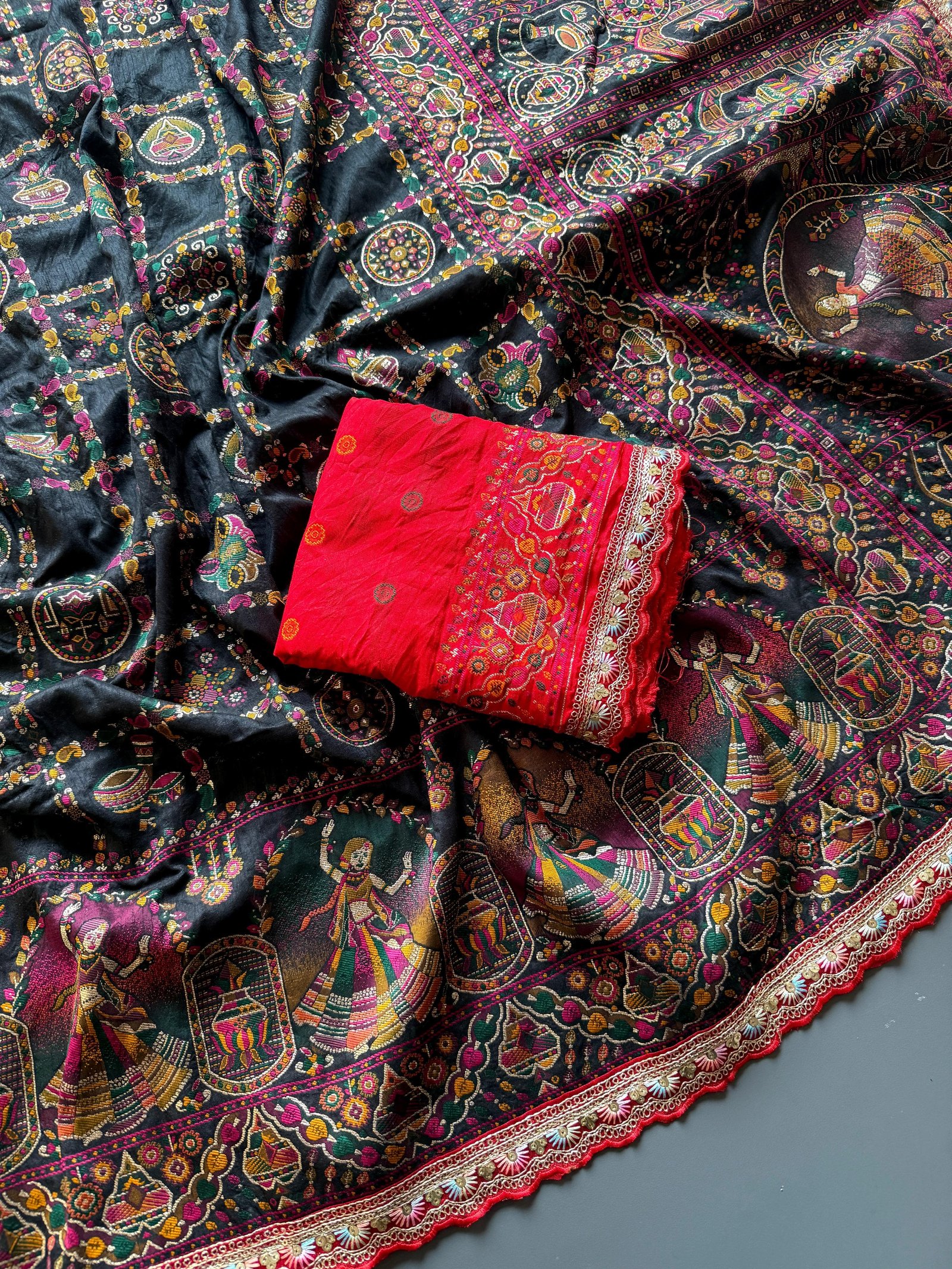 5 Pure Soft Rajwadi Pashmina Silk Jaquard Weaving Saree image 3