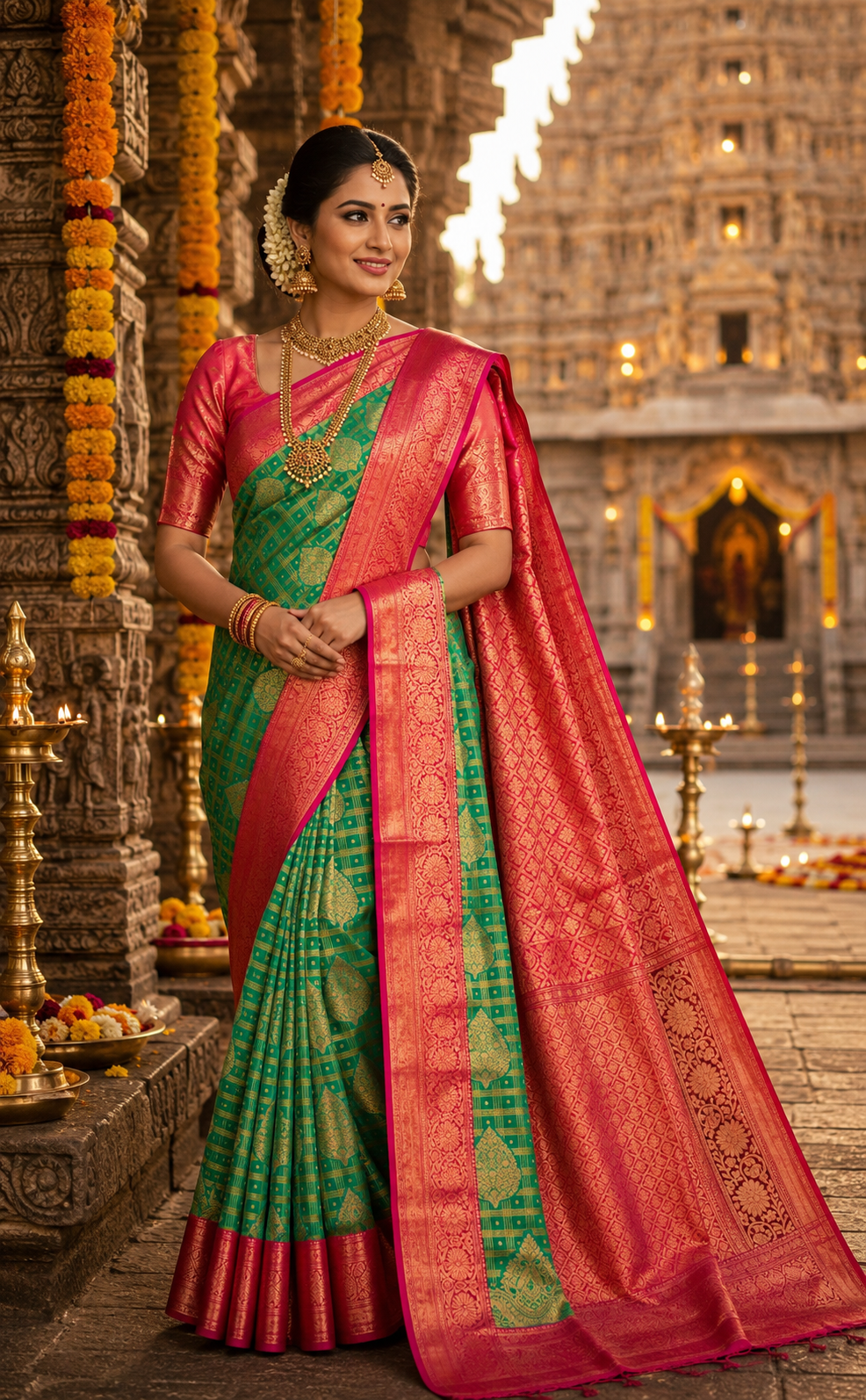 9 Korvai Kanchi Semi Silk Sarees image 11