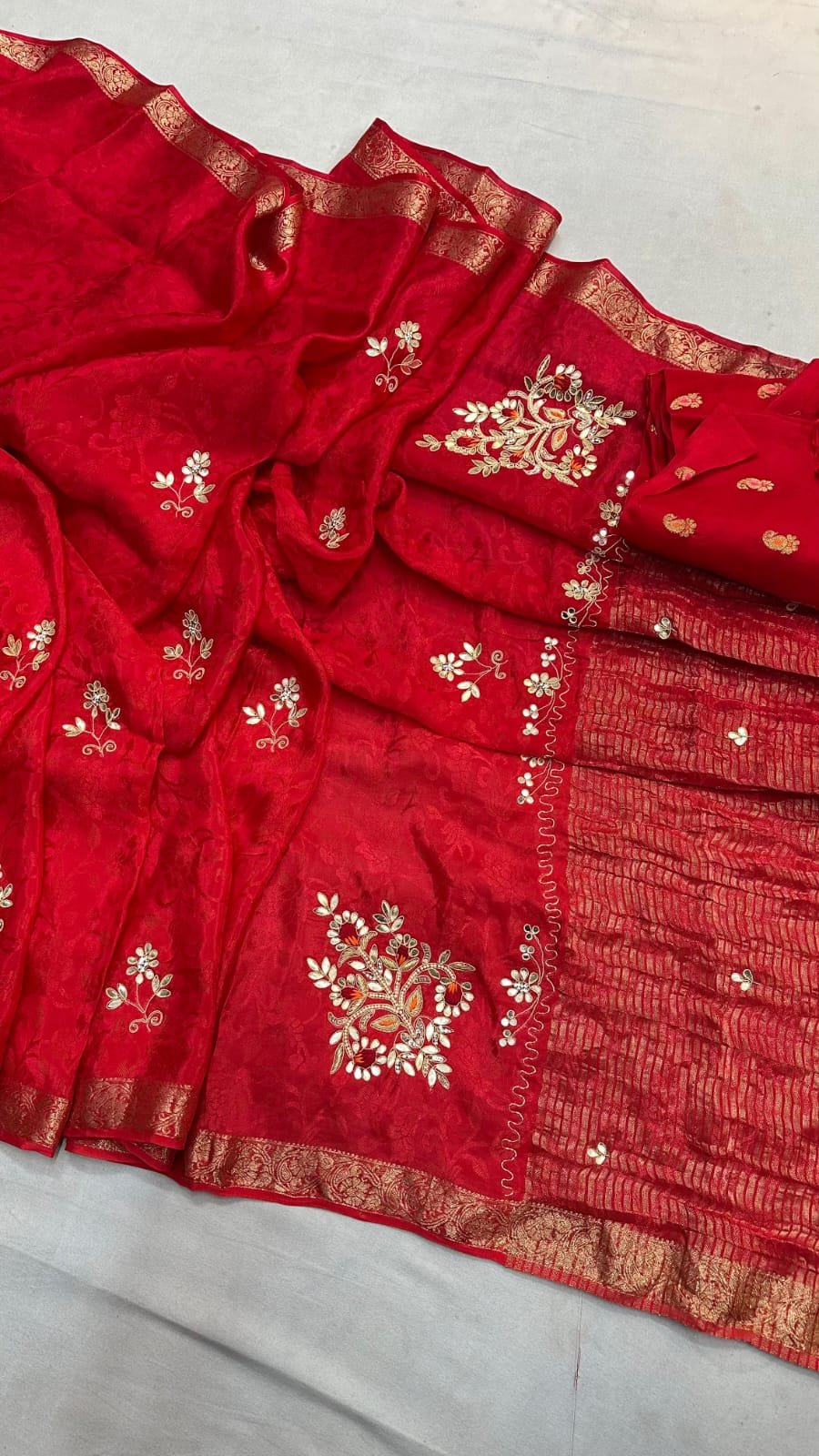 Fabric Pure Chinon Jaycard Jari Saree image 2
