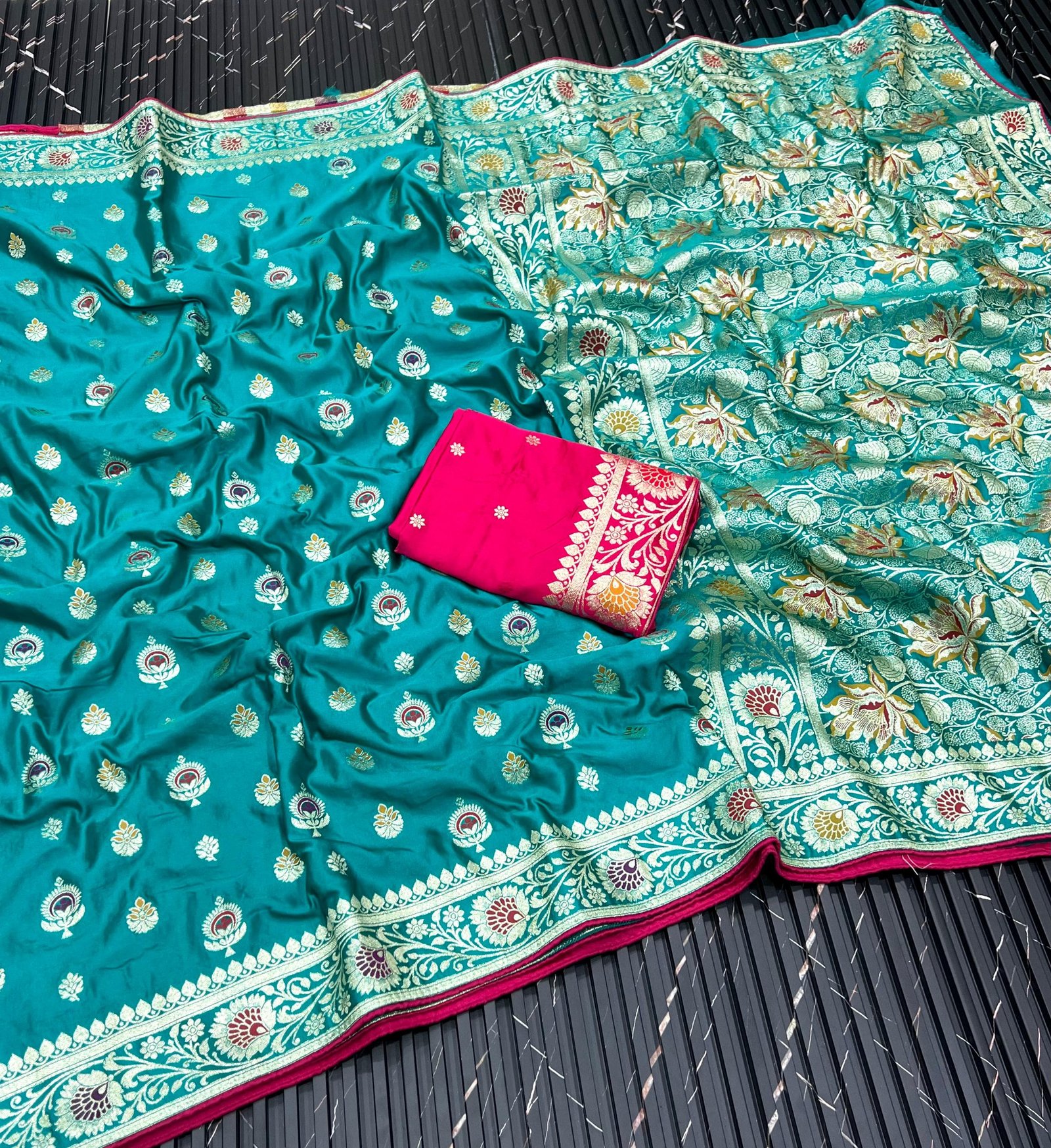Pure Satin Gaji Silk Jacquard Saree image 2