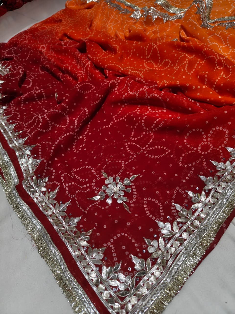 Georgette Bandhani Print Saree image 6