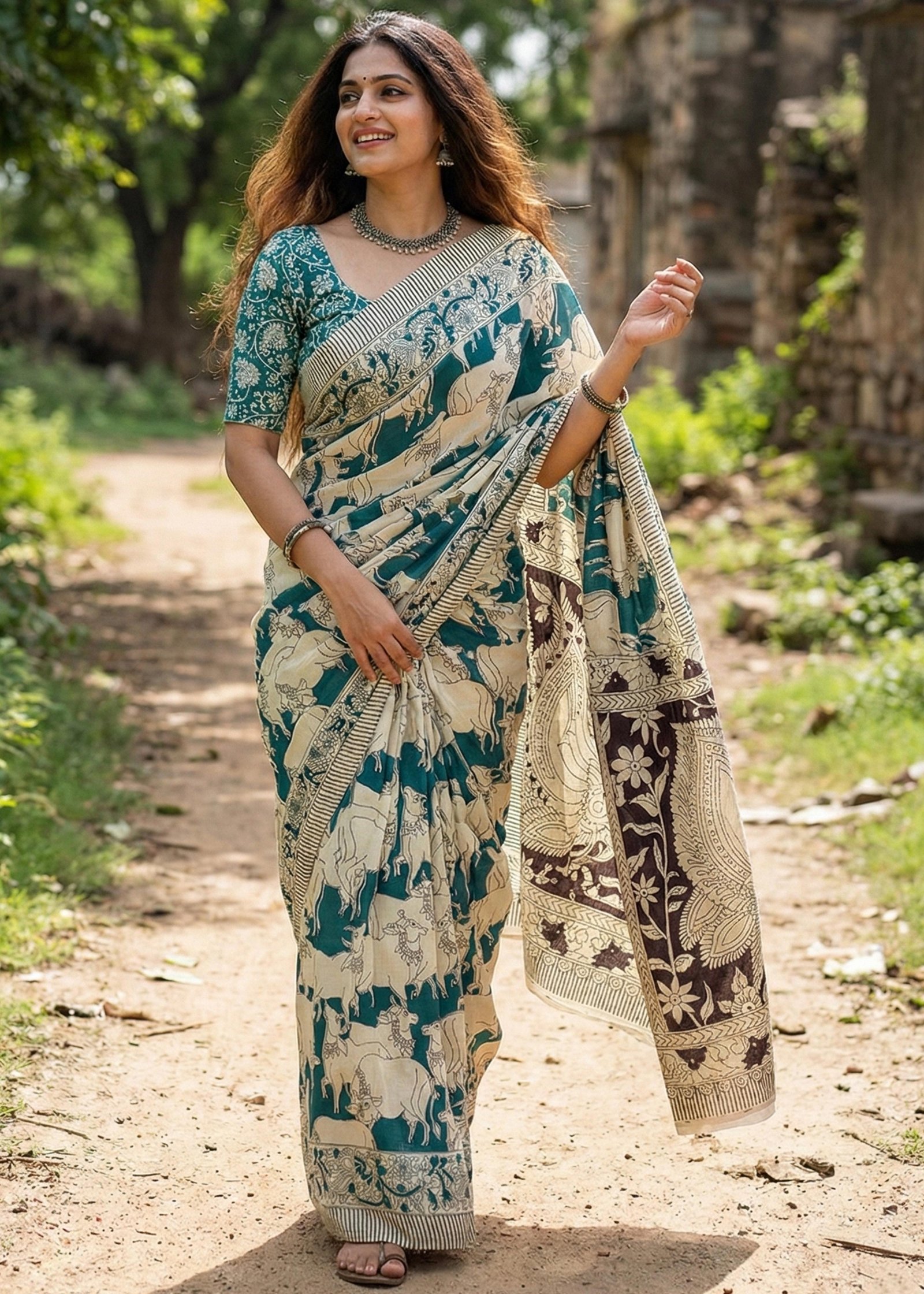 Hand Block Print Sarees Pure Mul Mul image 3