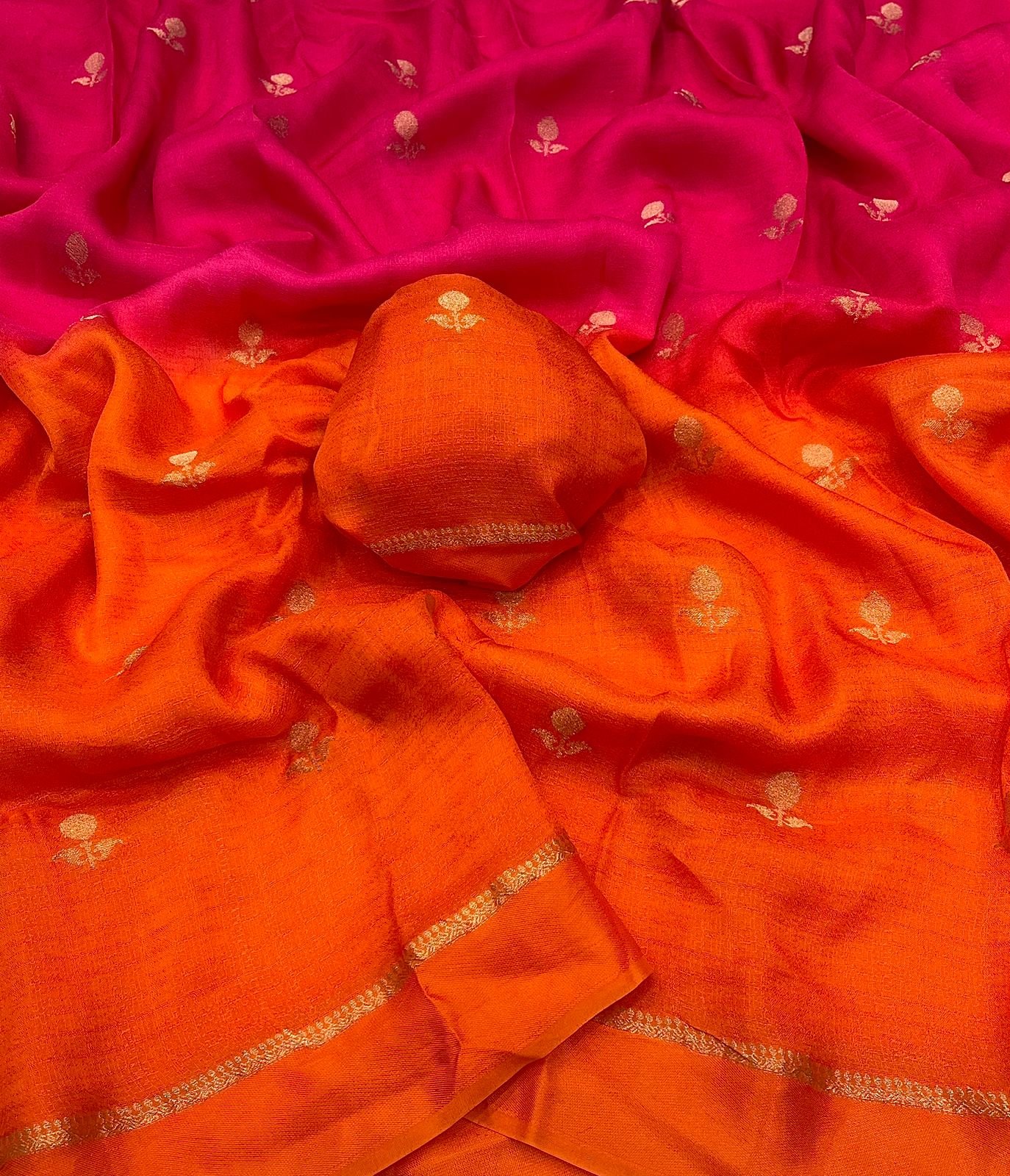 Pure soft Viscose Khadi silk fabric with satin border image 9