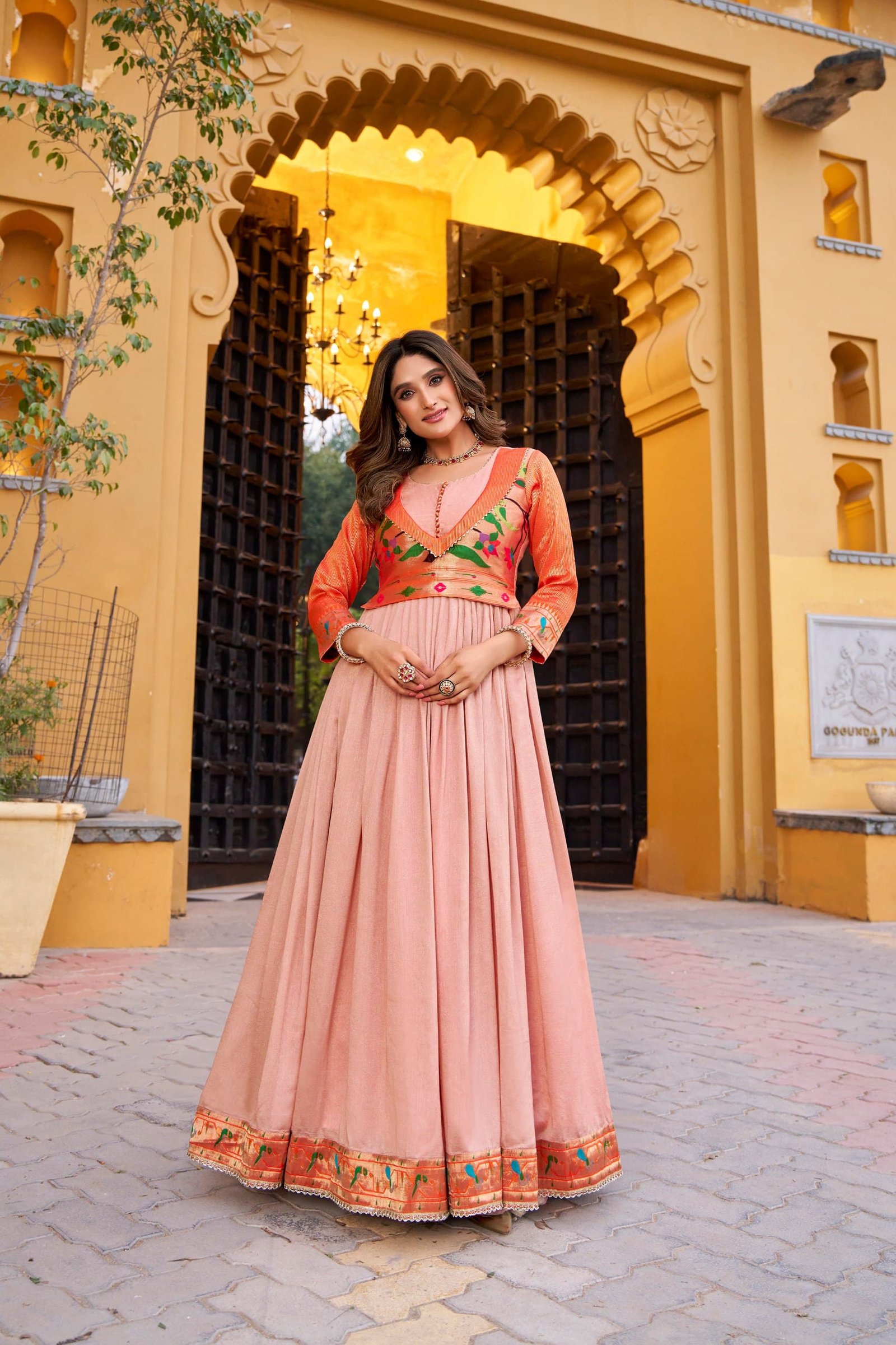 Luxurious Vichitra Silk Gown image 3