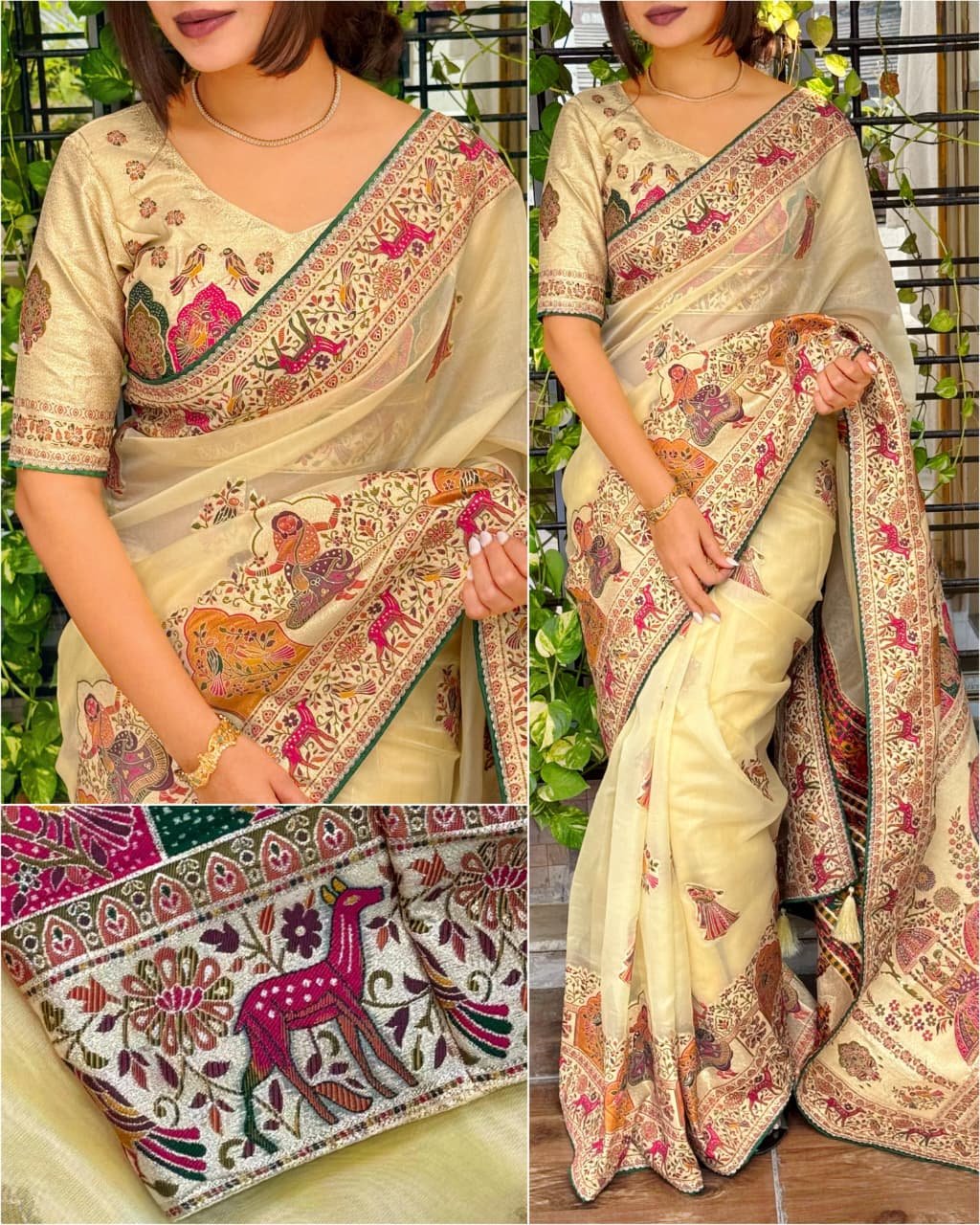 Pure organza jaquard saree image 7