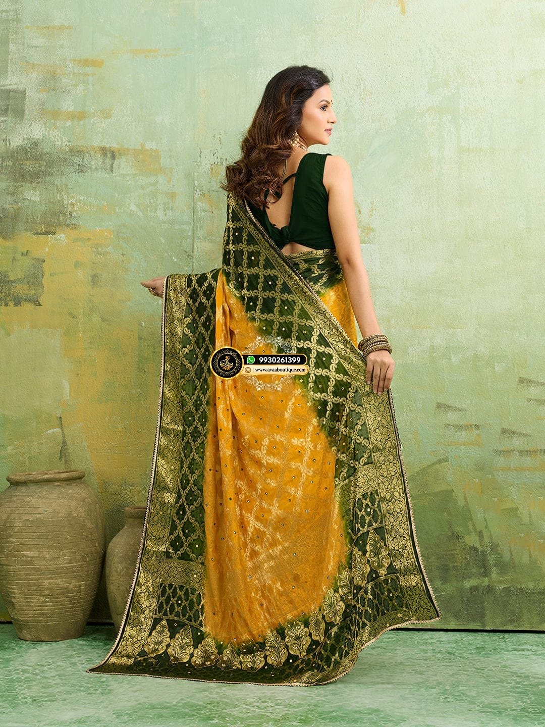 Banarasi Silk With Heavy Zari Work Saree with Handwork (Dual color) image 5