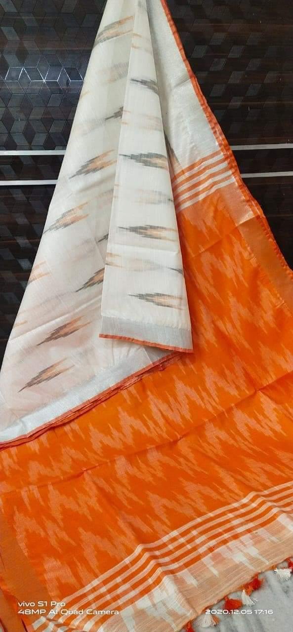 Pure linen Ikkat Sarees image 12