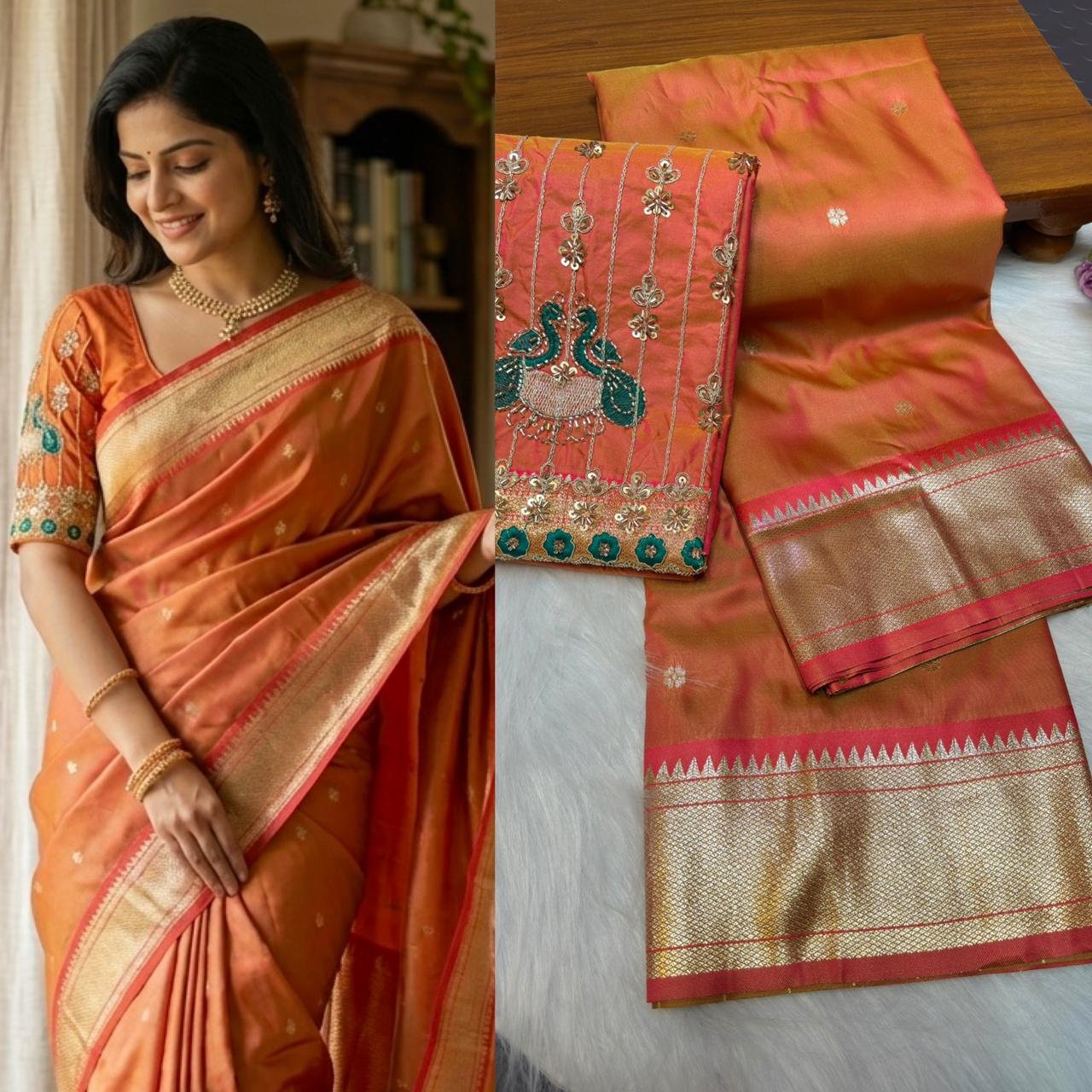 Aari Work Kalanjali Paithani image 7