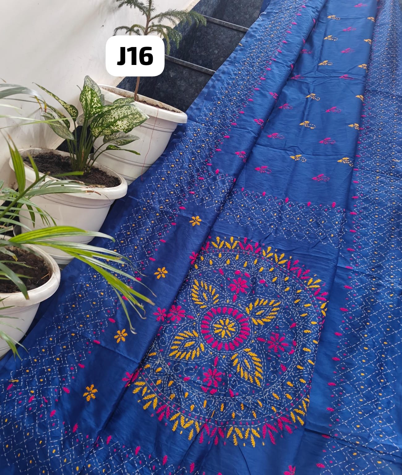 1 Chanderi Fabric Saree with Kantha work image 13