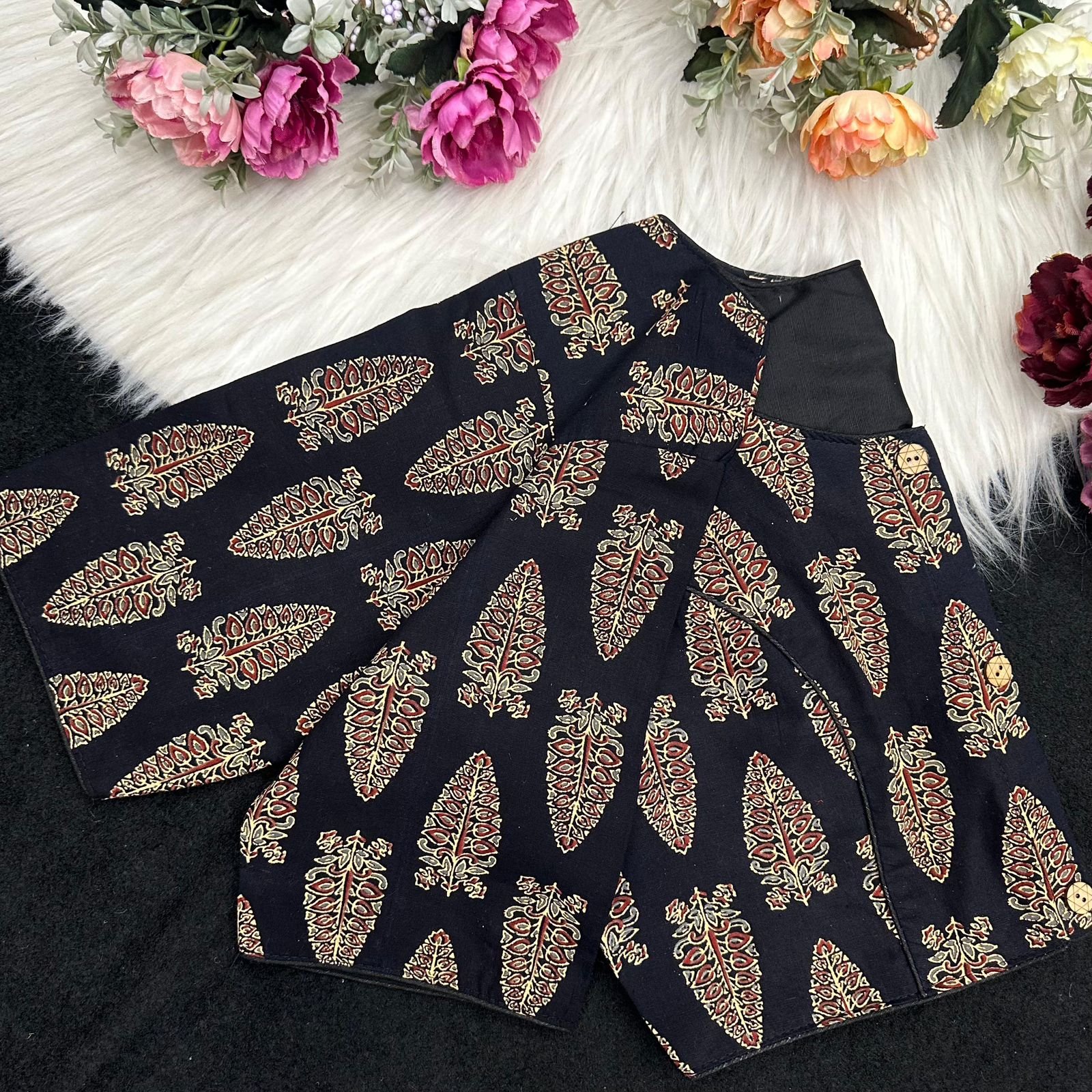 Cotton AjrakhPrint BoatNeck Neck Blouse image 7