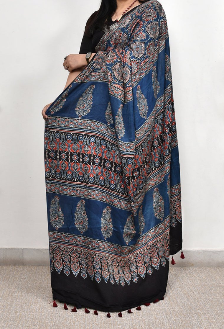 Gajji Silk Ajrakh saree image 4