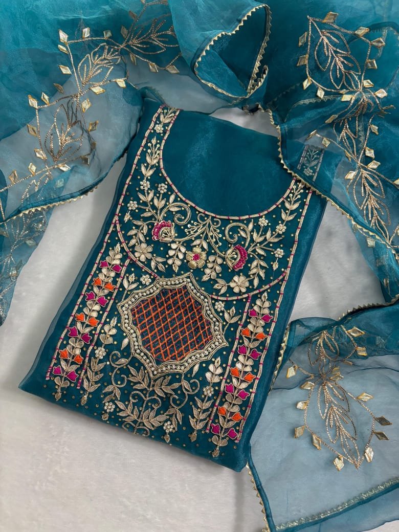 Organza Heavy Kurta Dupatta Set Dress Material image 4