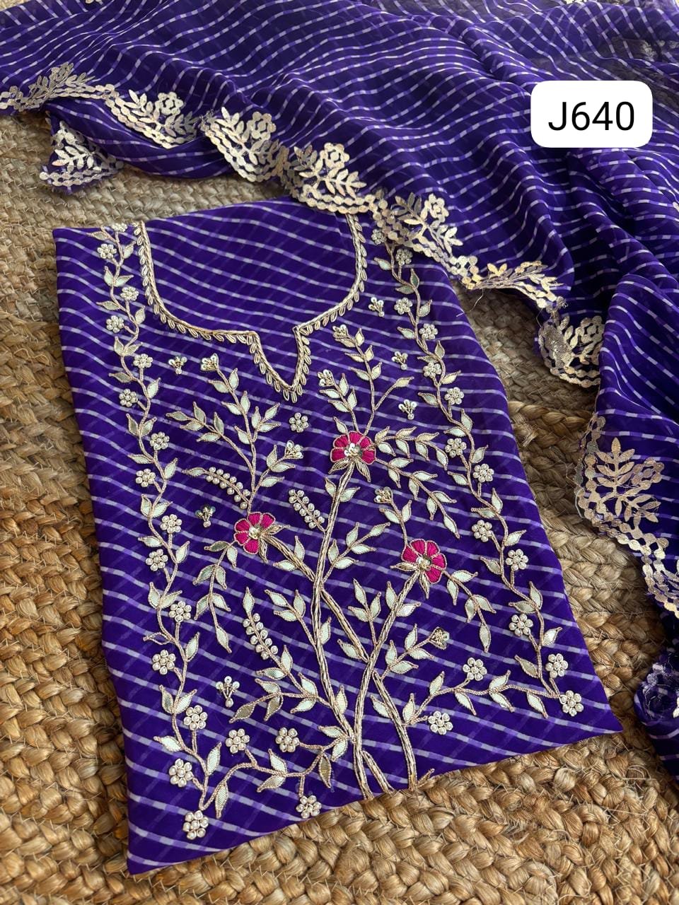 Viscose Gerogette Lehriya Handwork Dress Material image 4