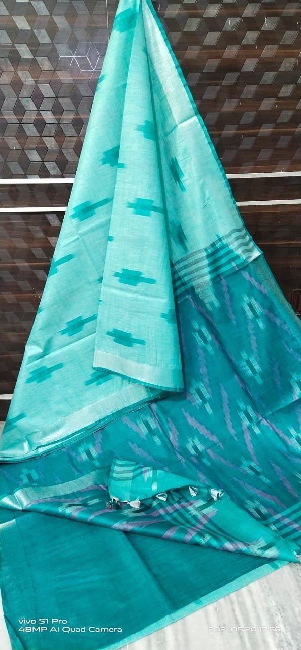 Pure linen Ikkat Sarees image 6