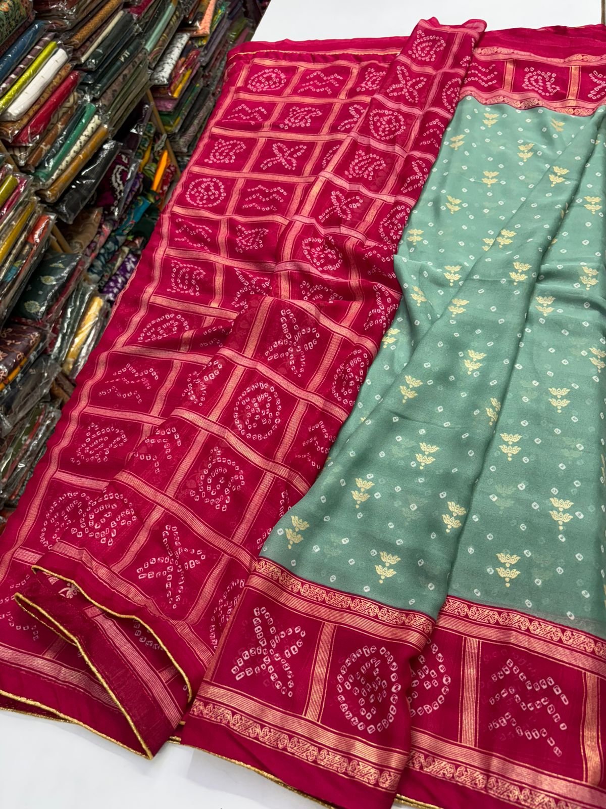 Premium Georgete saree in Bandani pattern image 3