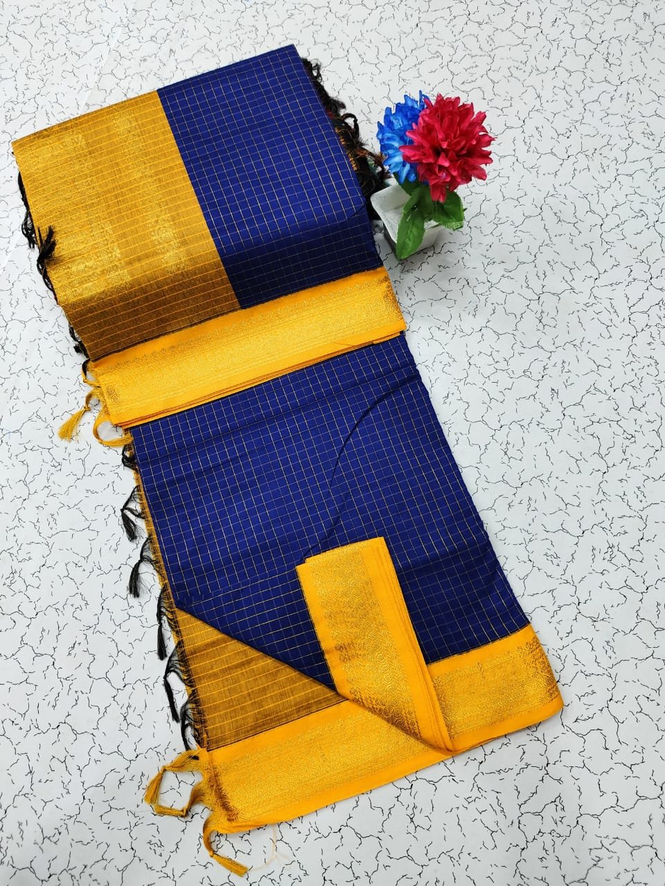 Kalyani Cotton Checks Saree image 26