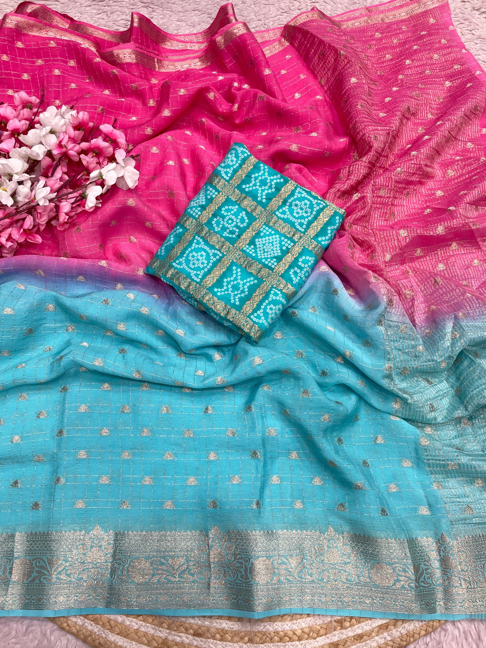 Pure Chinon Chiffon Silk Weaving Saree image 4