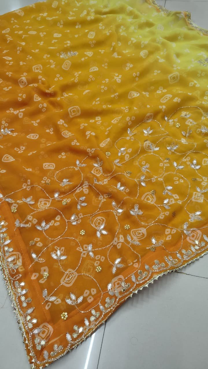 Georgette Fabric Rajasthani Designer Double Shade Chunri Fabric image 5