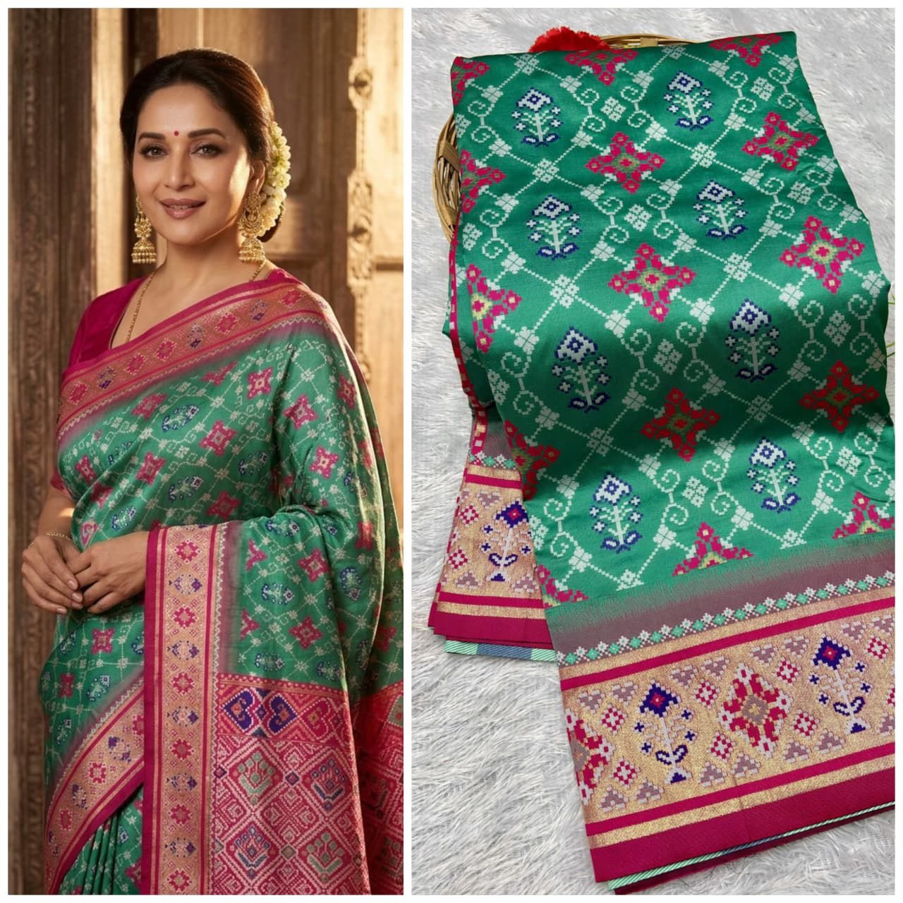Patola Silk Saree With Paithani Touch image 4