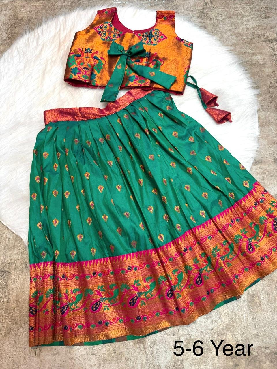1 Paithani Kids Lehenga image 7