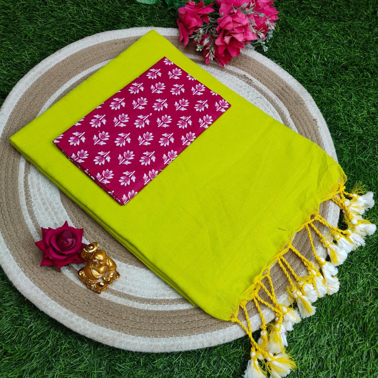 Khadi Cotton Saree 120 Count Premium Quality With Kalamkari Blouse image 12