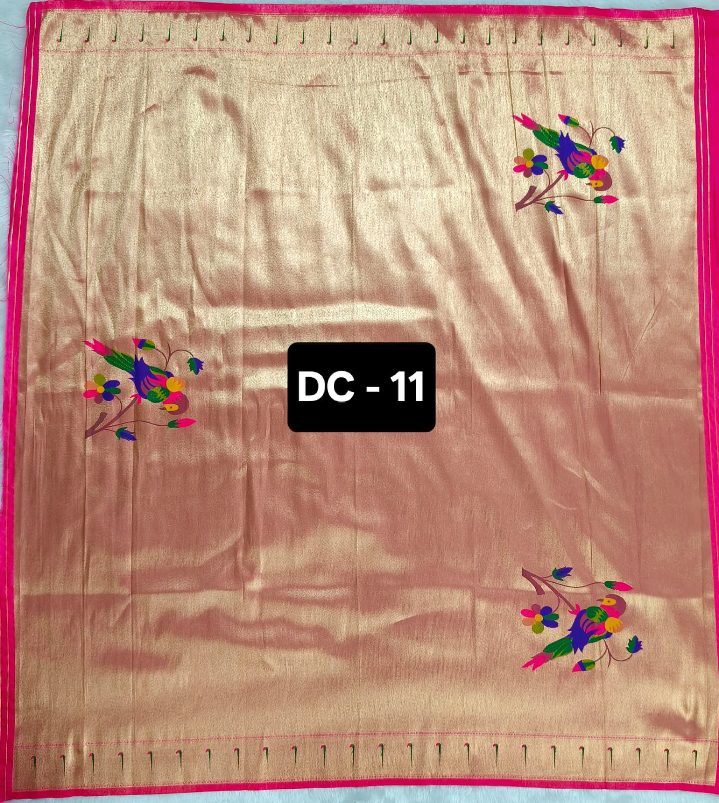 9 Paithani Blouse Piece Pink Border