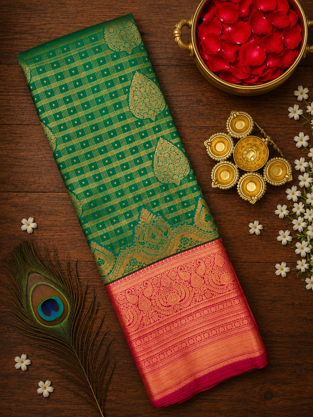 9 Korvai Kanchi Semi Silk Sarees image 10