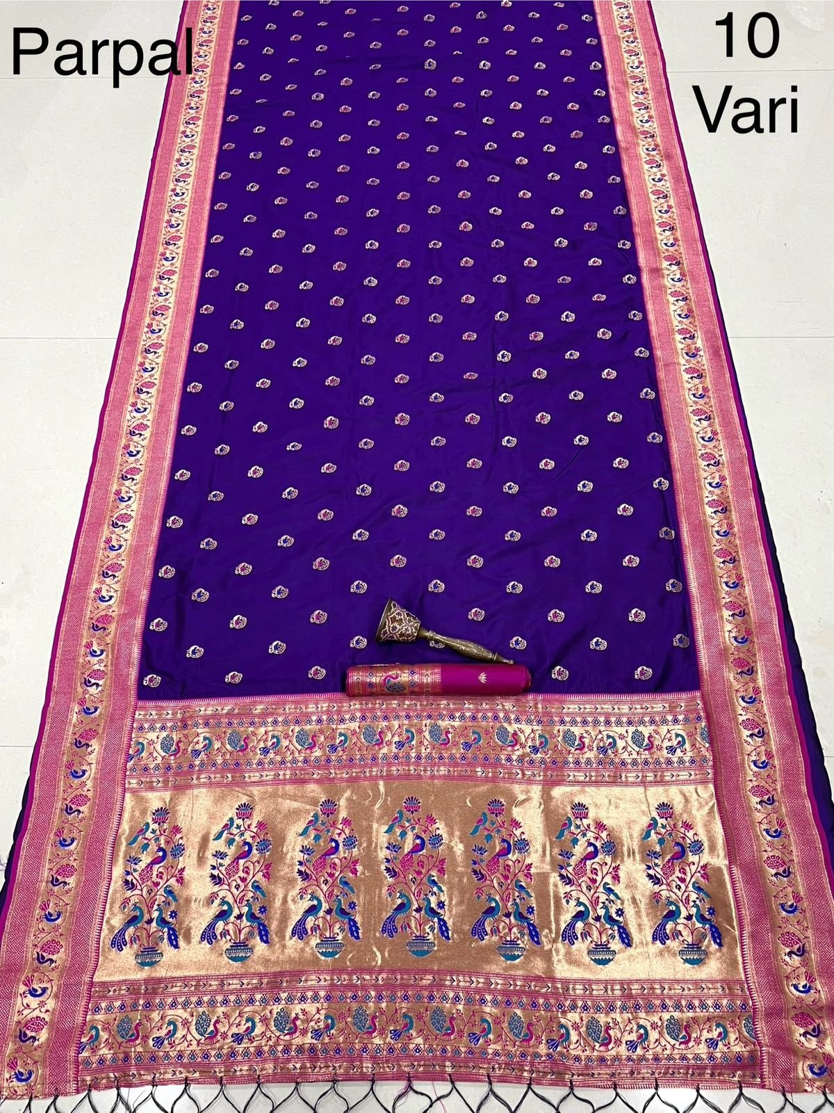 10 yards Peacock Design Paithani image 9