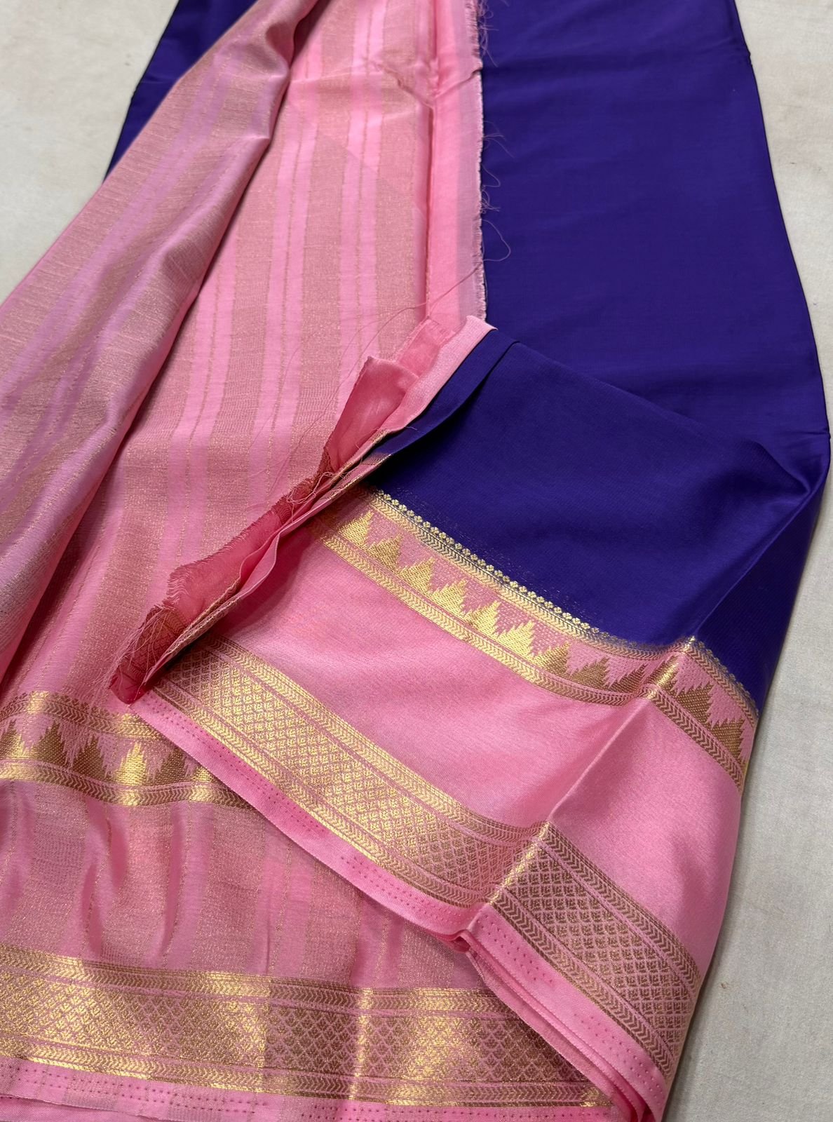 Pure soft Viscose Khadi silk fabric with satin border-