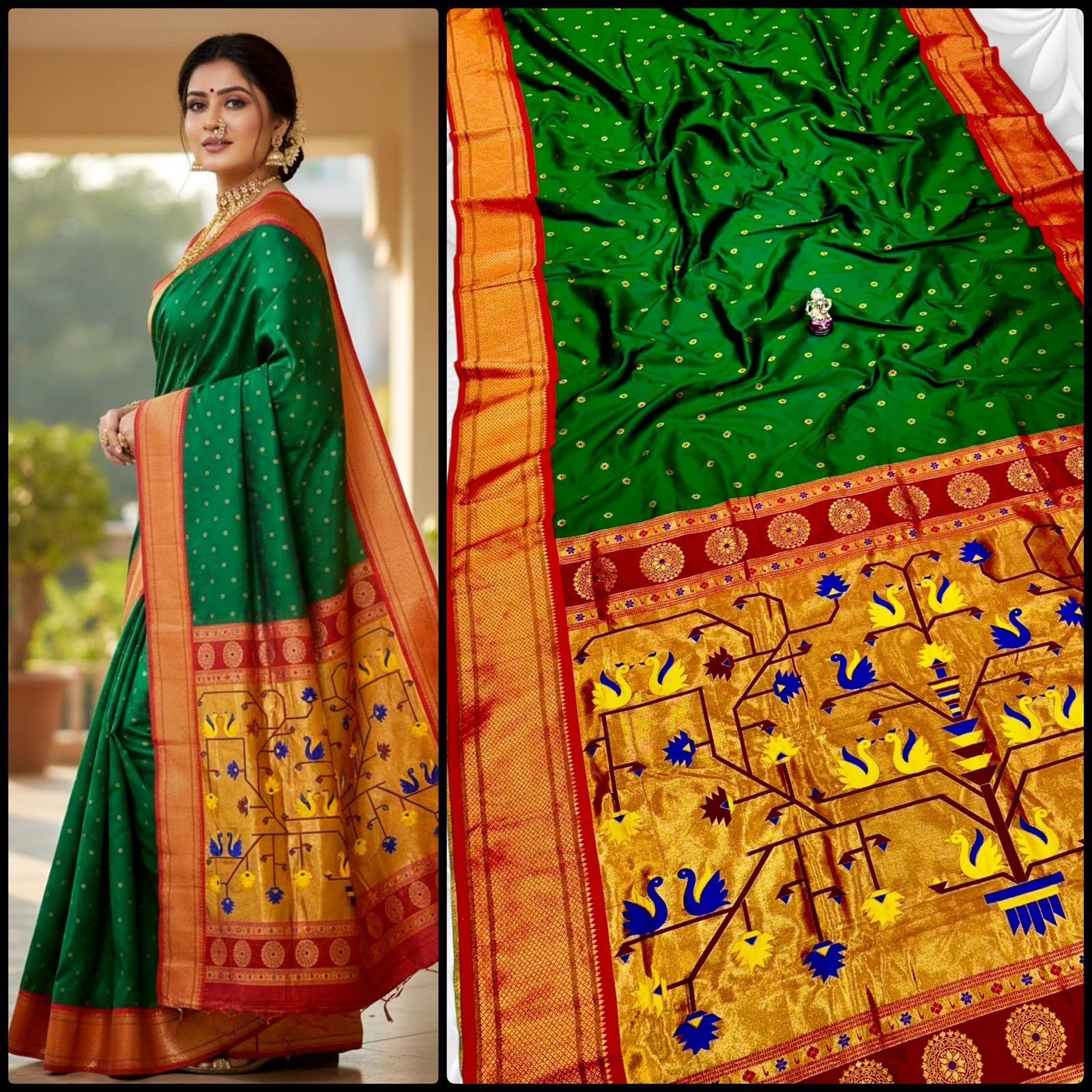 Beautiful Swan Pallu Paithani image 12