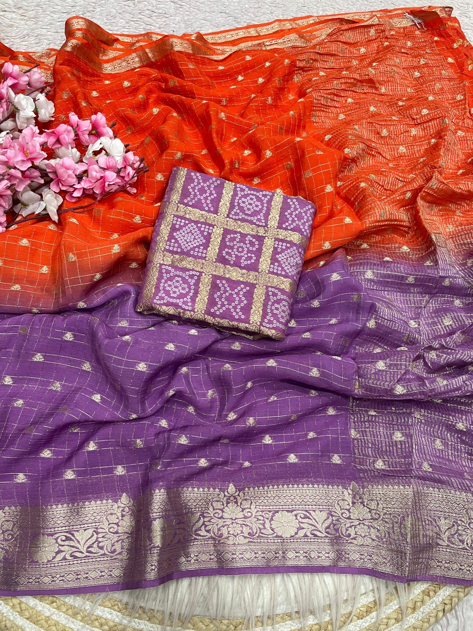 Pure Chinon Chiffon Silk Weaving Saree image 11