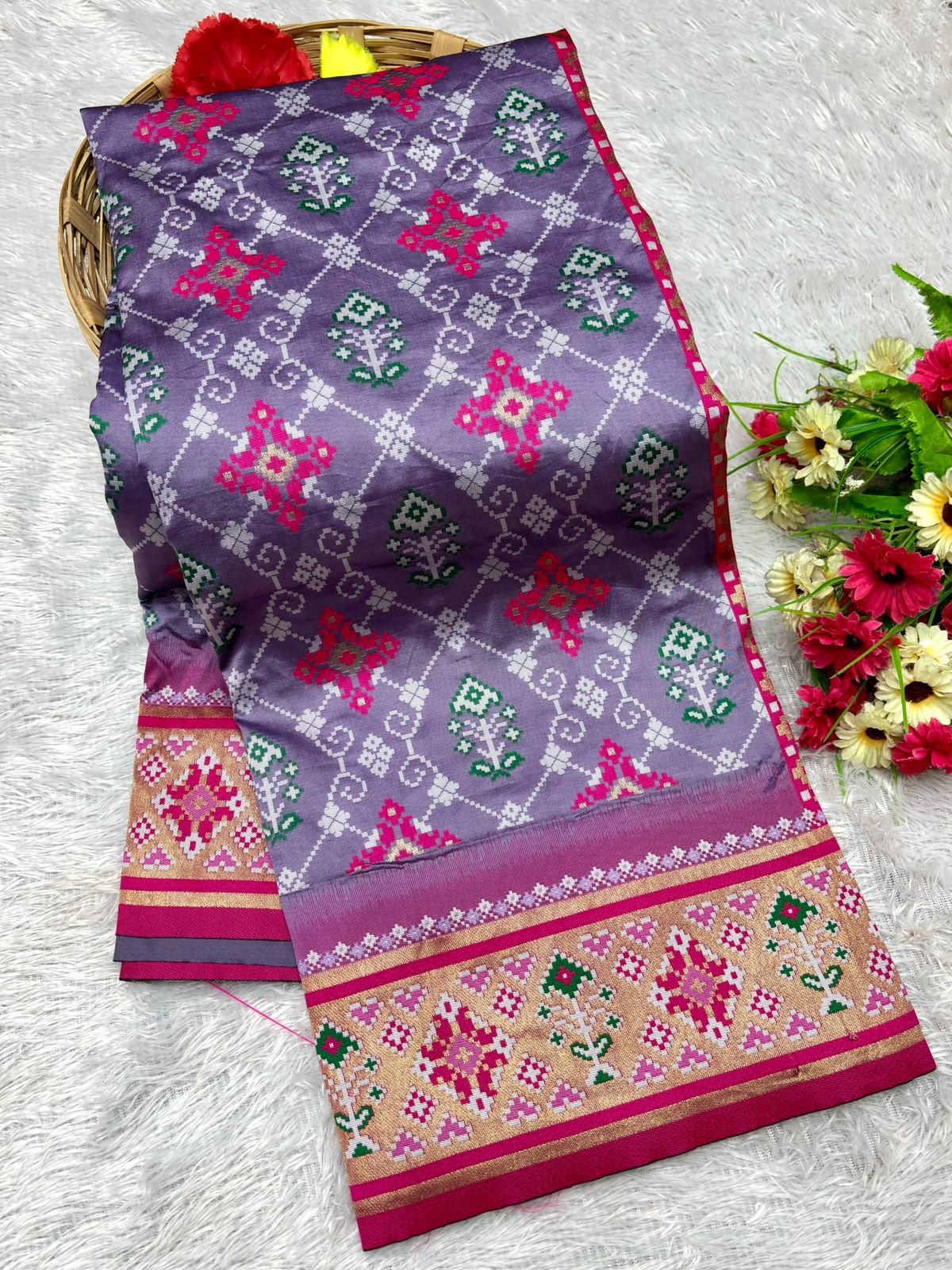 Patola Silk Saree With Paithani Touch image 6