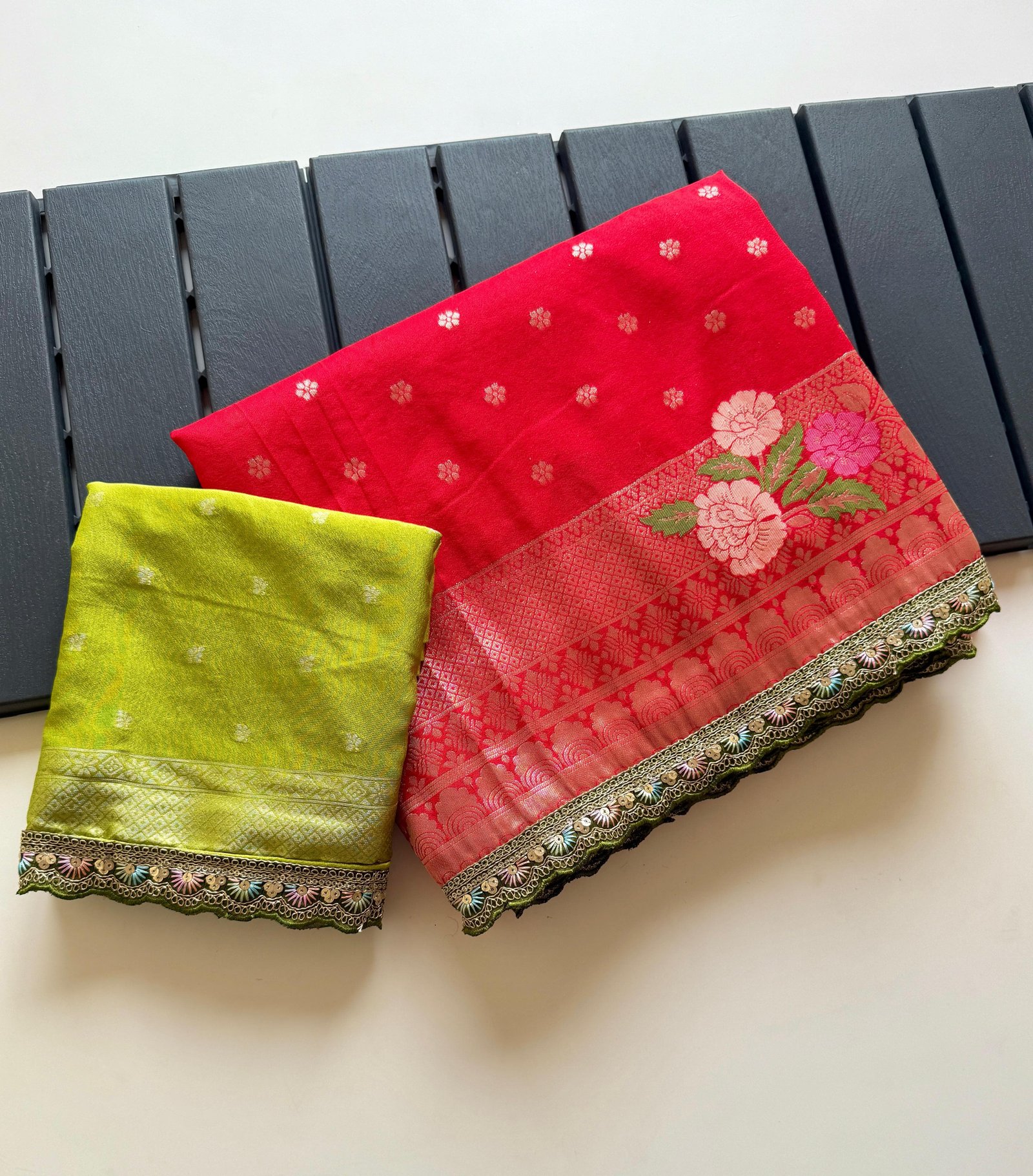 Pure Khadi Crepe Georgette Minakari Weavin Saree image 15